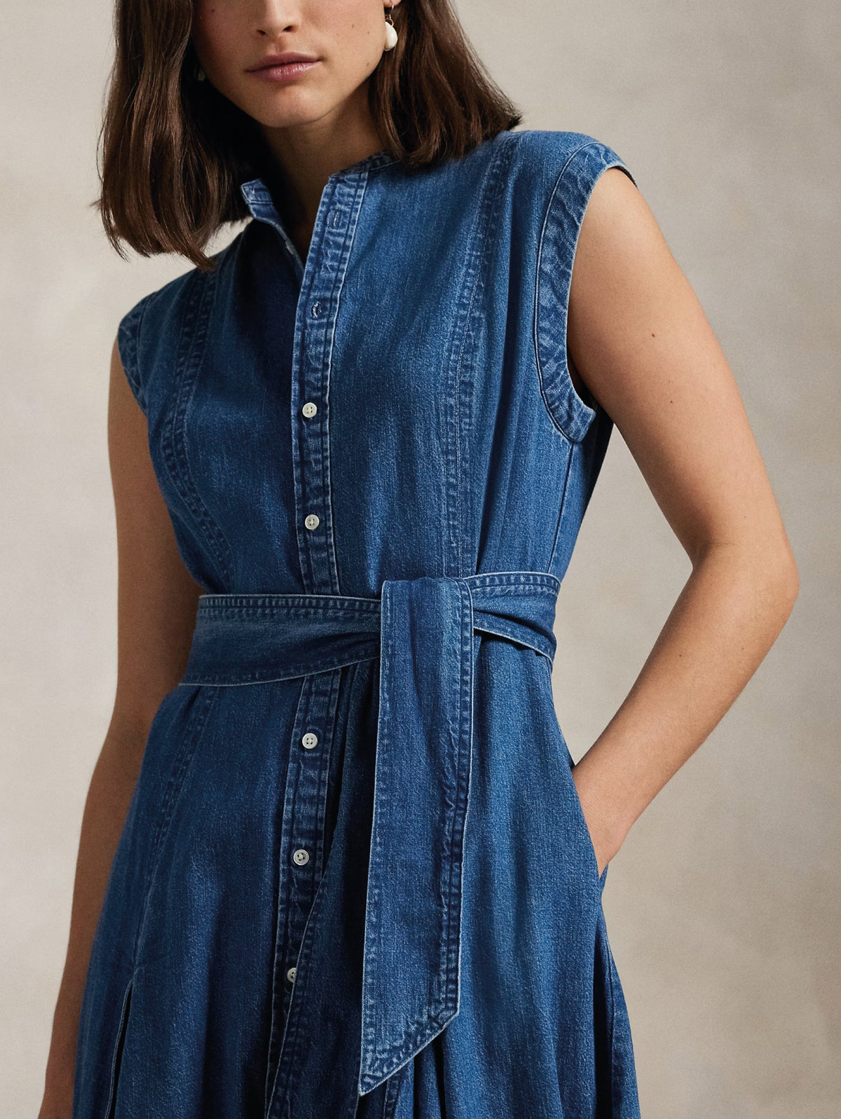 2026 New Arrival Abito Chemisier in Denim a Trapezio Blu