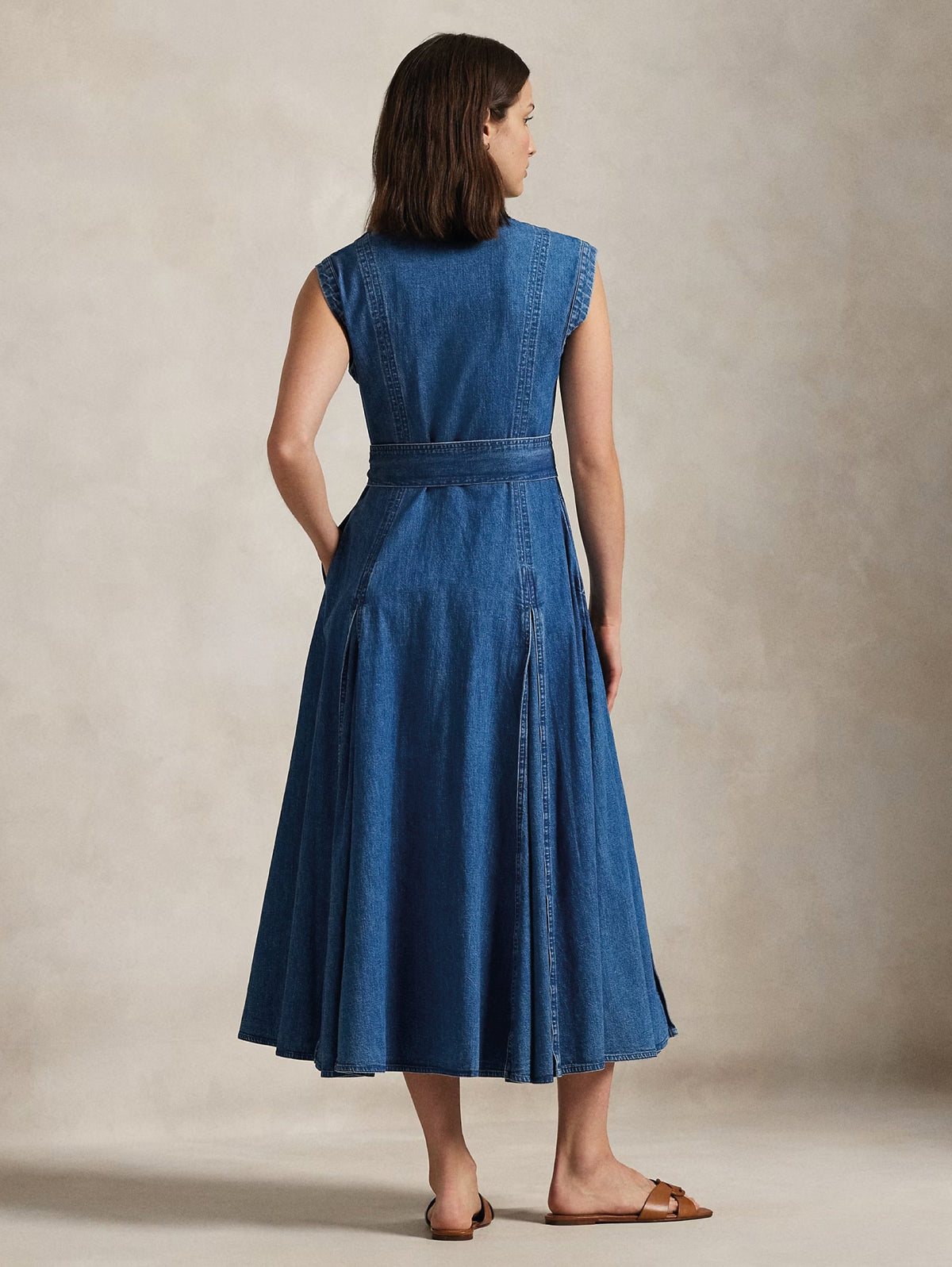 2026 New Arrival Abito Chemisier in Denim a Trapezio Blu