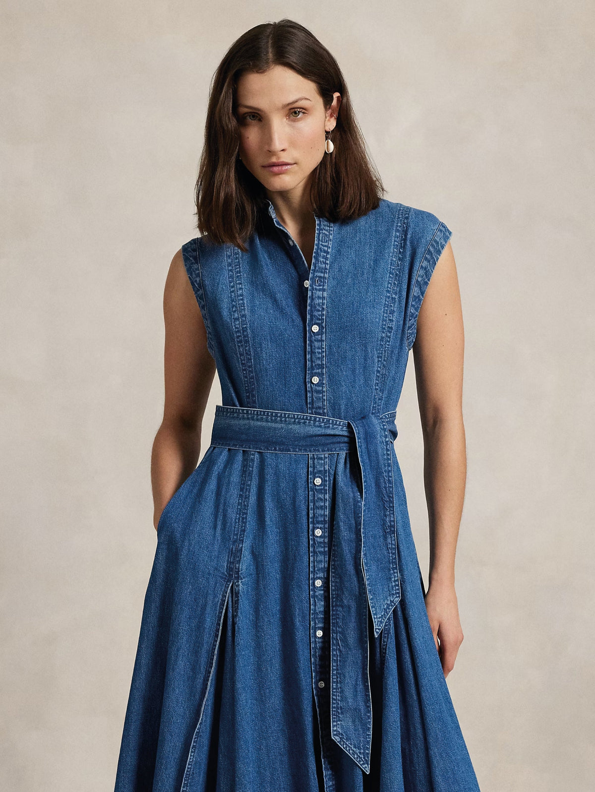 2026 New Arrival Abito Chemisier in Denim a Trapezio Blu