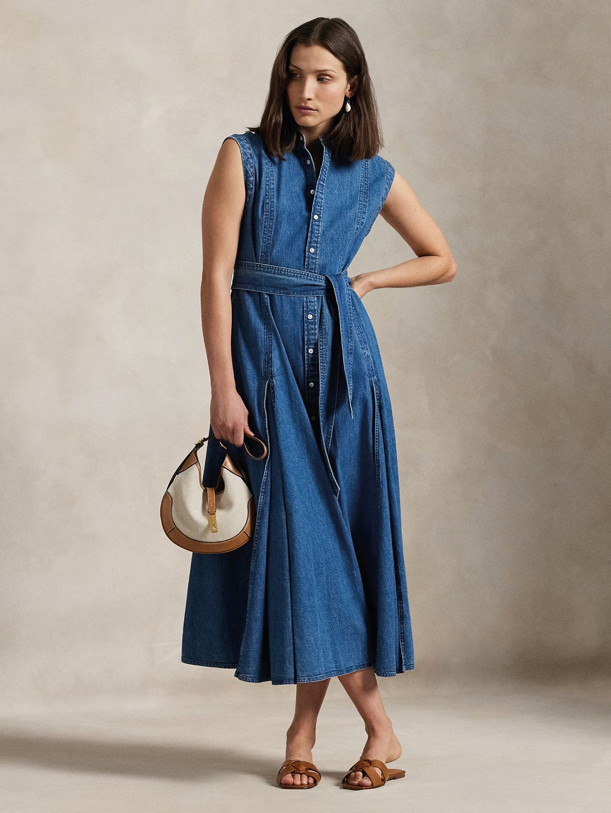 2026 New Arrival Abito Chemisier in Denim a Trapezio Blu