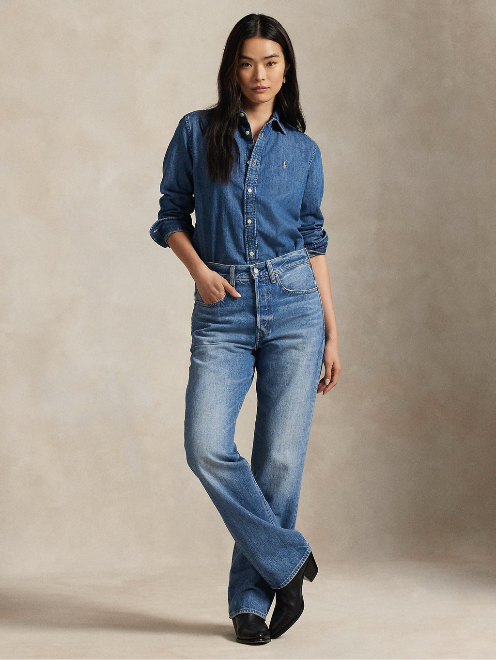 2026 New Arrival Camicia in Denim Slim Fit Blu
