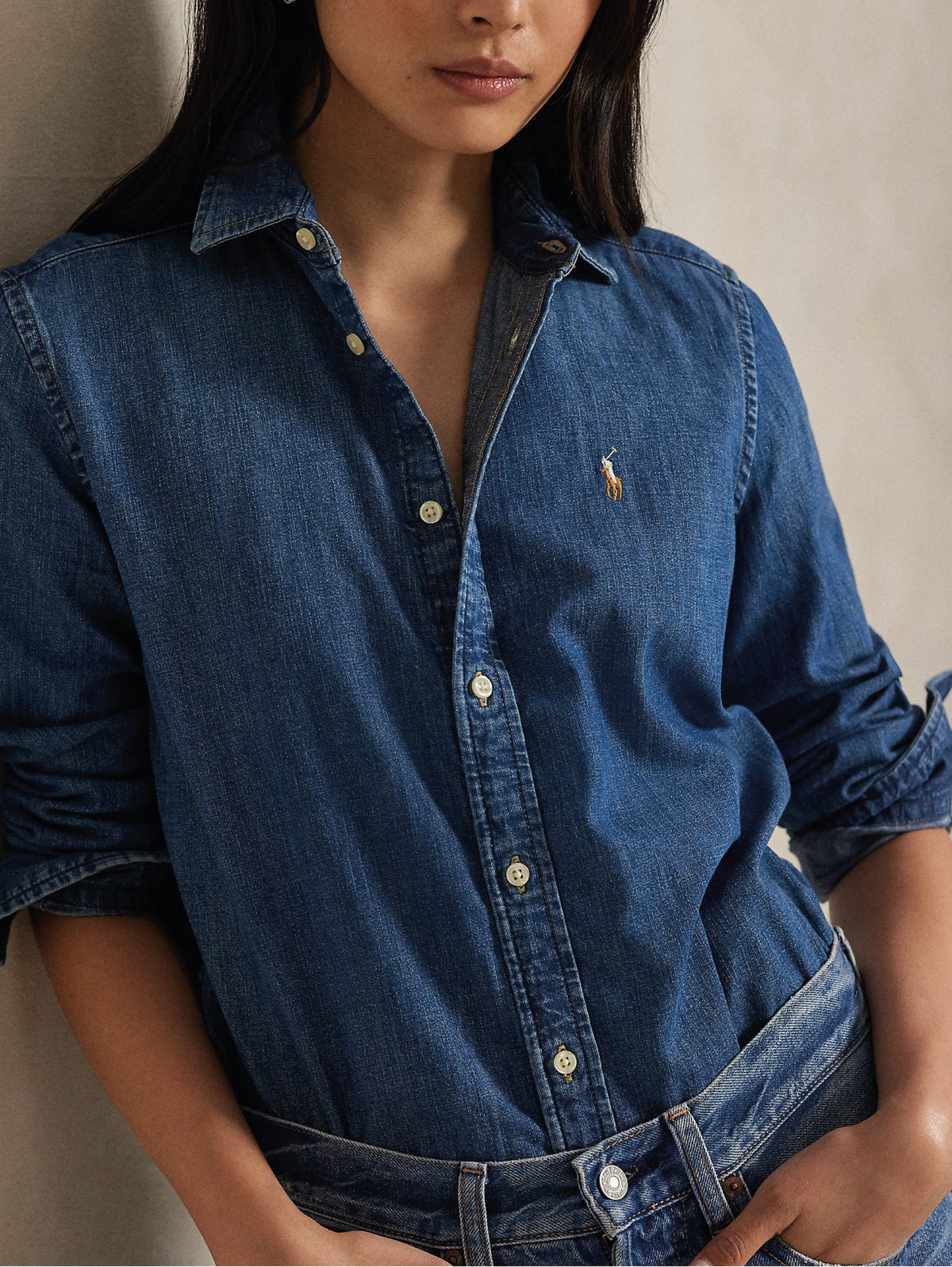 2026 New Arrival Camicia in Denim Slim Fit Blu