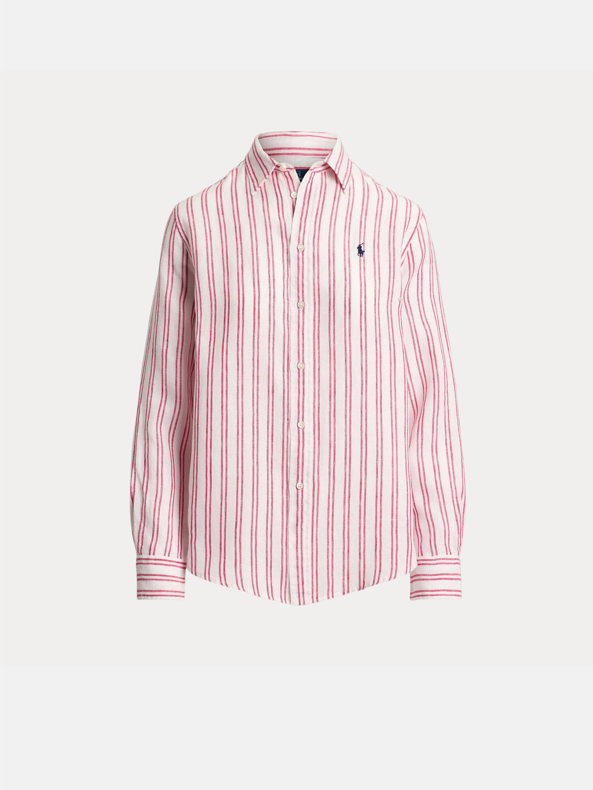 2026 New Arrival Camicia Classic Fit in Lino a Righe Bianco/Rosso