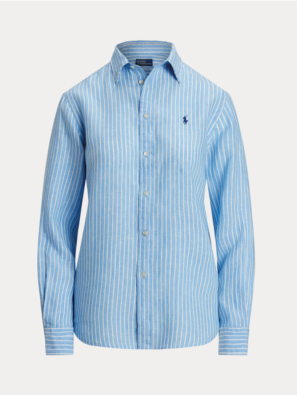 2026 New Arrival Camicia Classic Fit in Lino a Righe Azzurro/Bianco