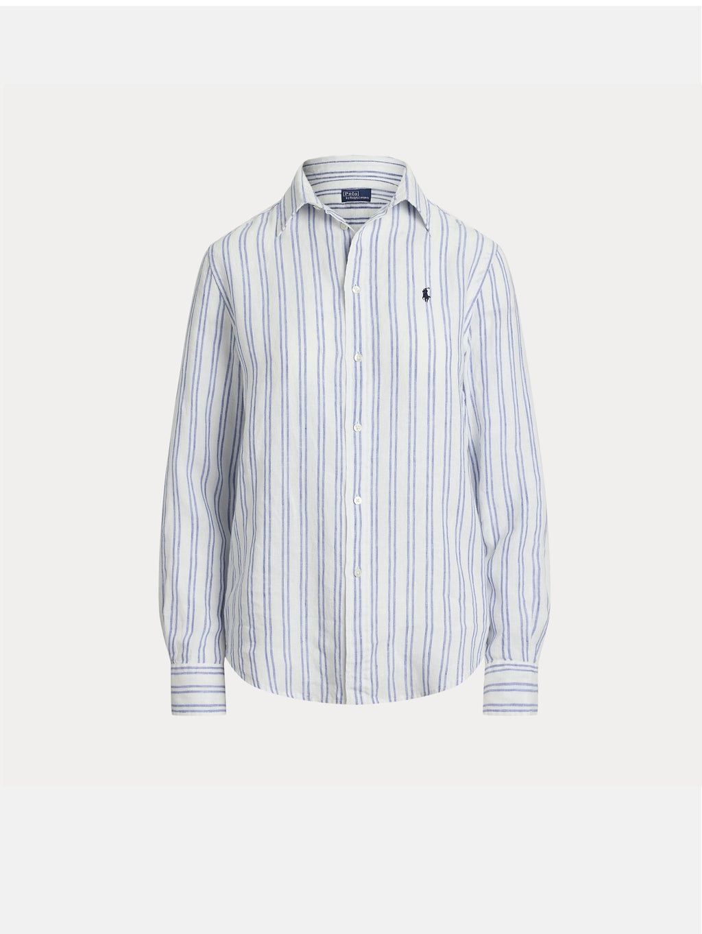 2026 New Arrival Camicia Classic Fit in Lino a Righe Bianco/Blu