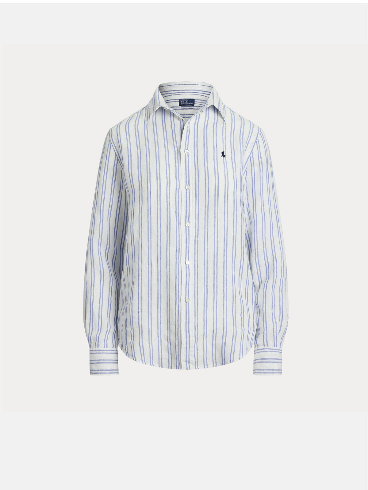 2026 New Arrival Camicia Classic Fit in Lino a Righe Bianco/Blu