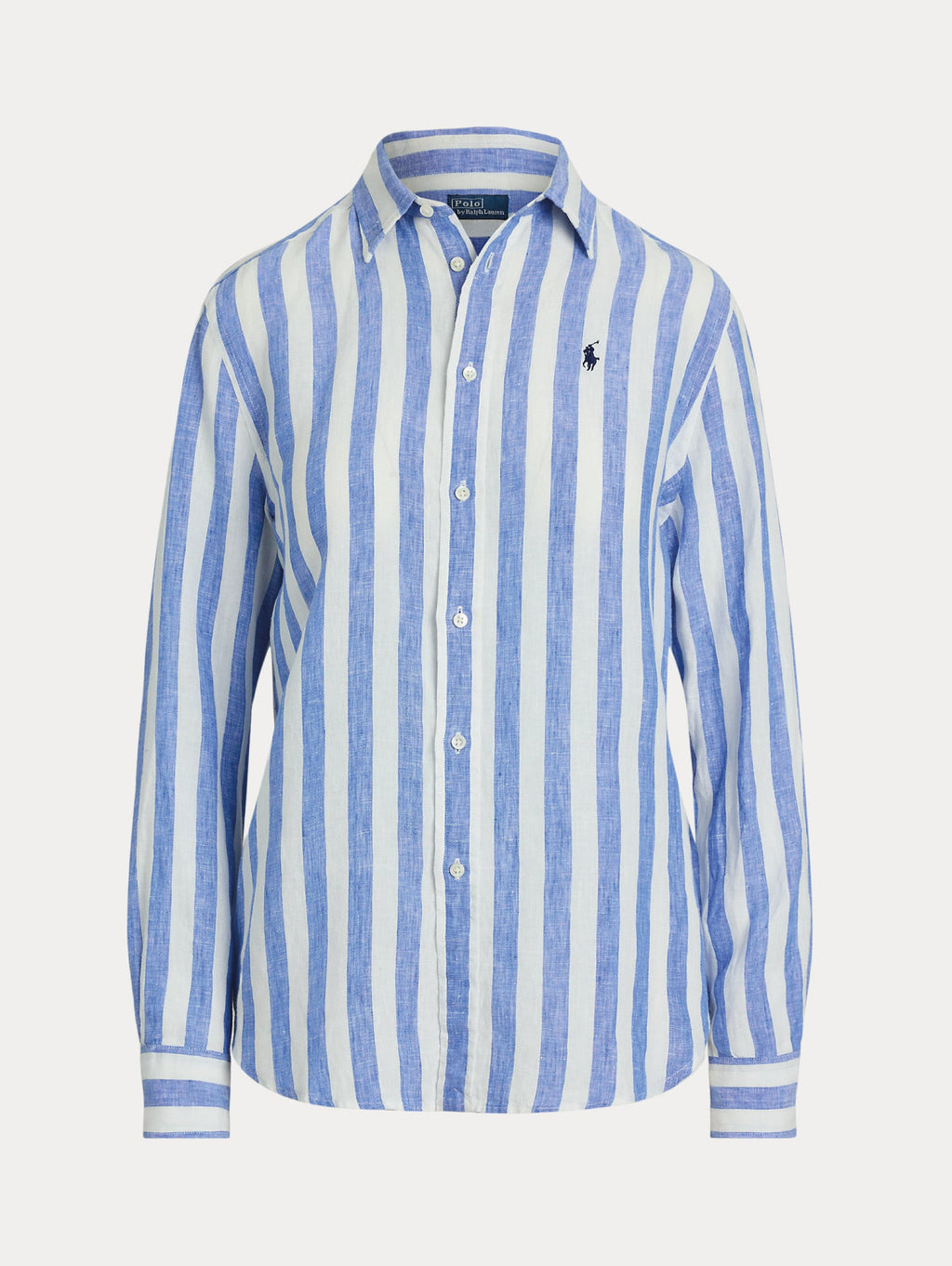 2026 New Arrival Camicia Classic Fit in Lino a Righe Blu/Bianco