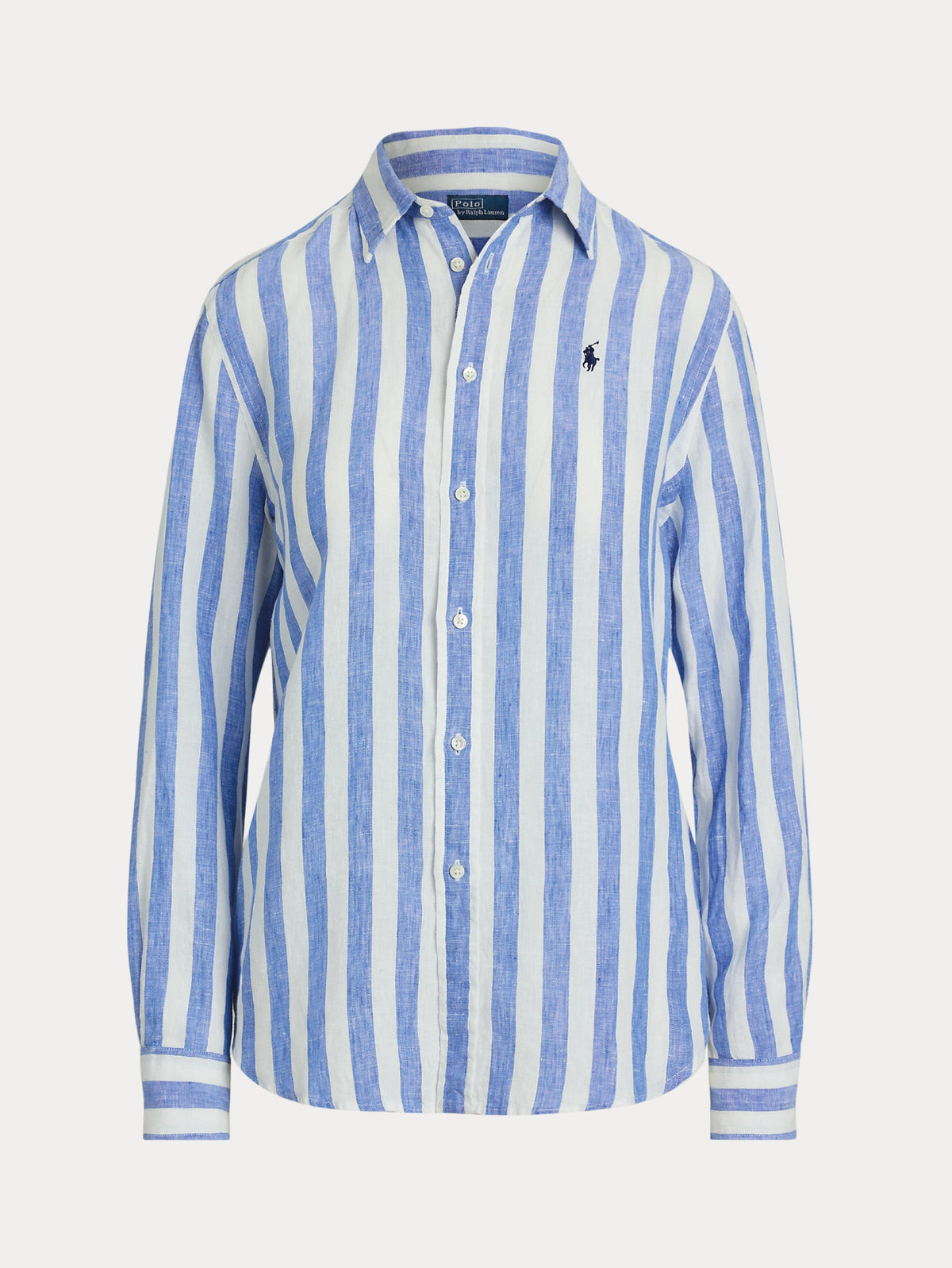 2026 New Arrival Camicia Classic Fit in Lino a Righe Blu/Bianco