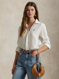 2026 New Arrival Camicia Classic Fit in Lino Bianco