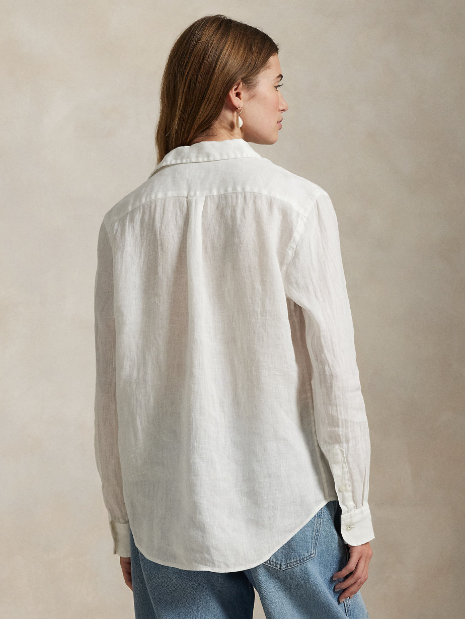 2026 New Arrival Camicia Classic Fit in Lino Bianco