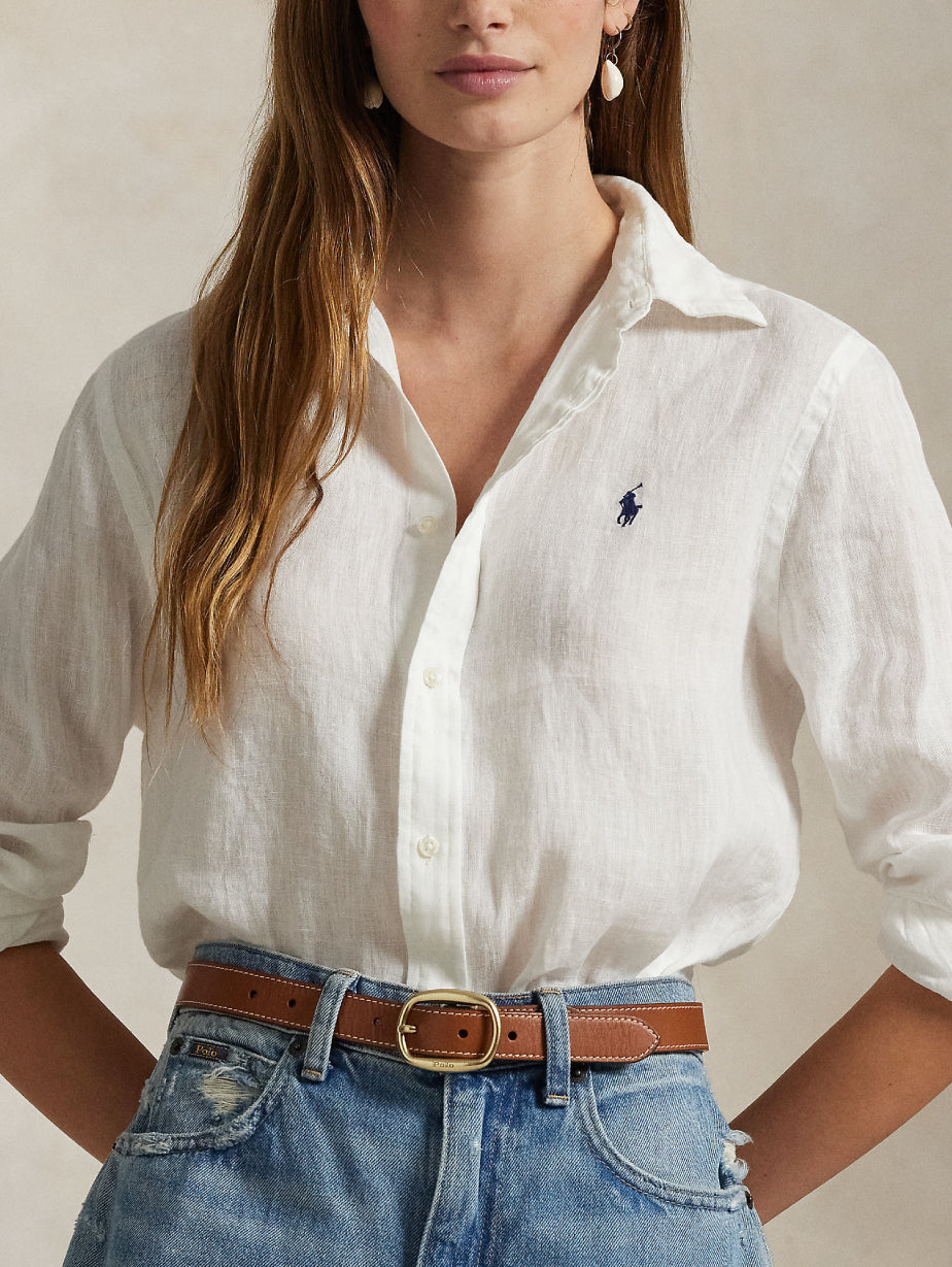 2026 New Arrival Camicia Classic Fit in Lino Bianco
