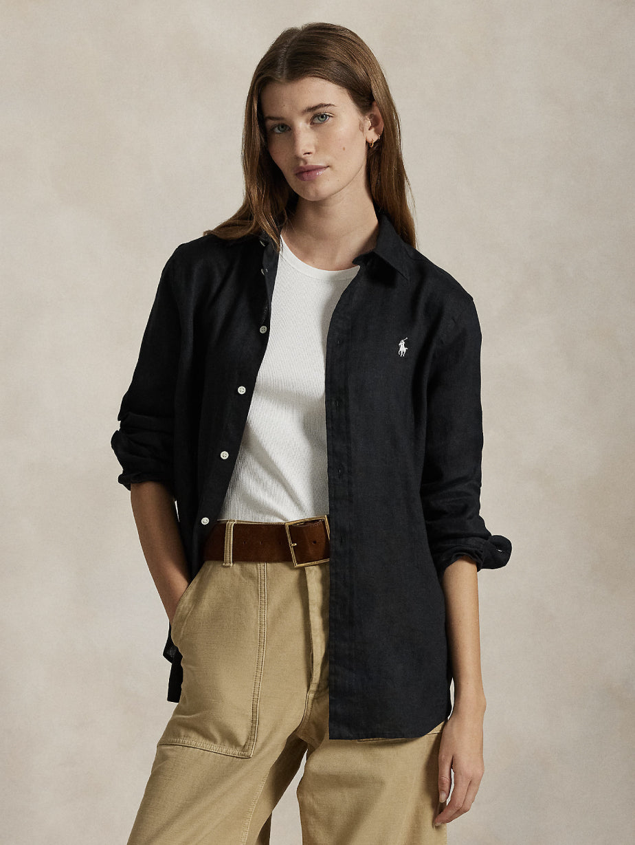 2026 New Arrival Camicia Classic Fit in Lino Nero