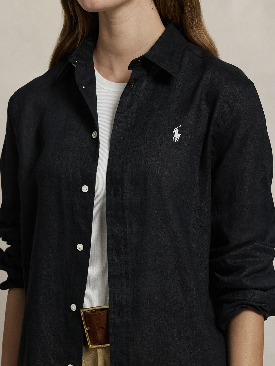 2026 New Arrival Camicia Classic Fit in Lino Nero