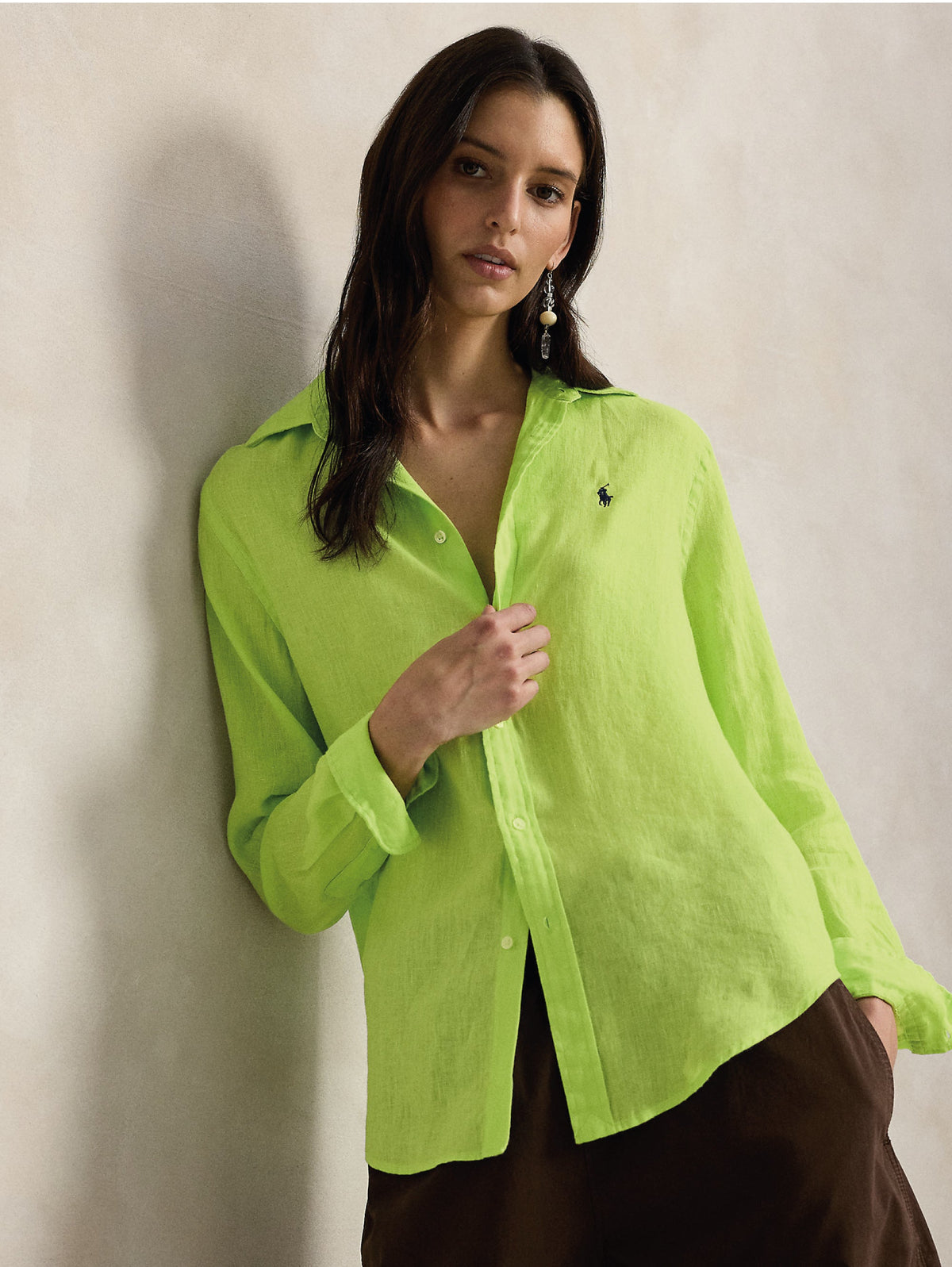2026 New Arrival Camicia Classic Fit in Lino Verde