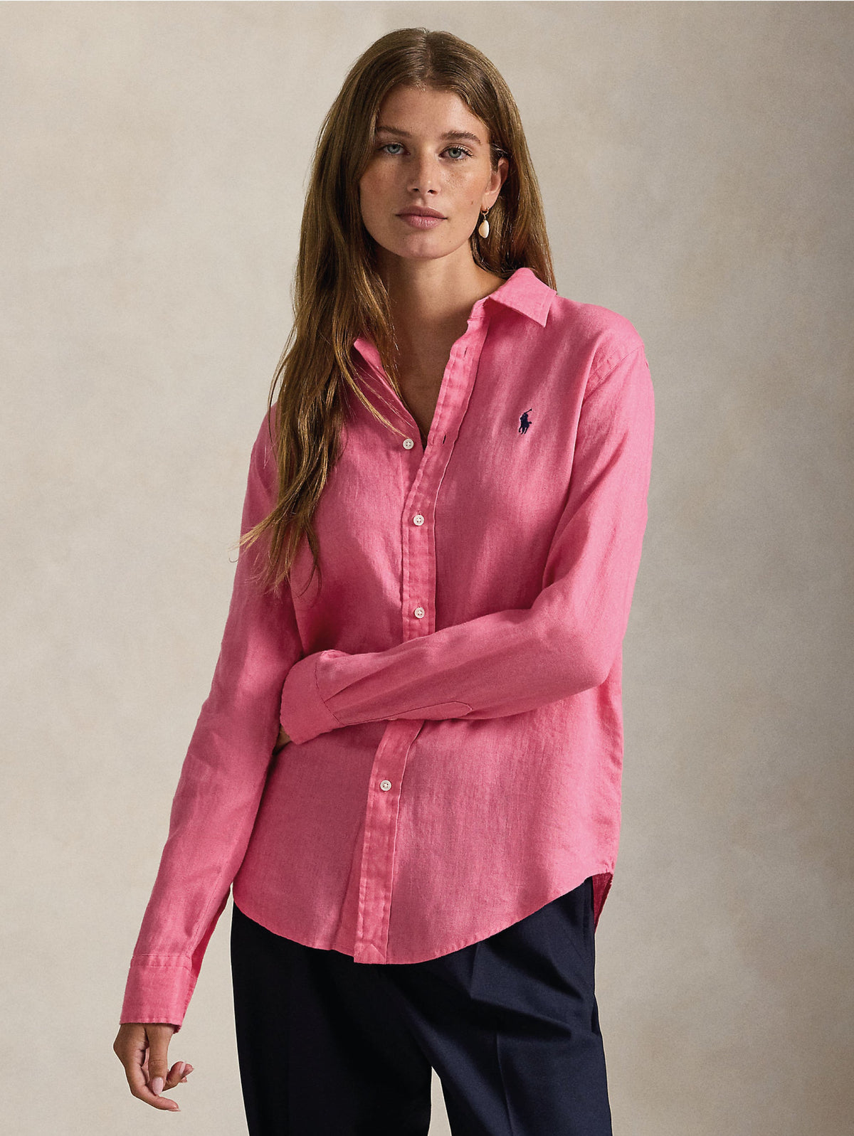 2026 New Arrival Camicia Classic Fit in Lino Rosa