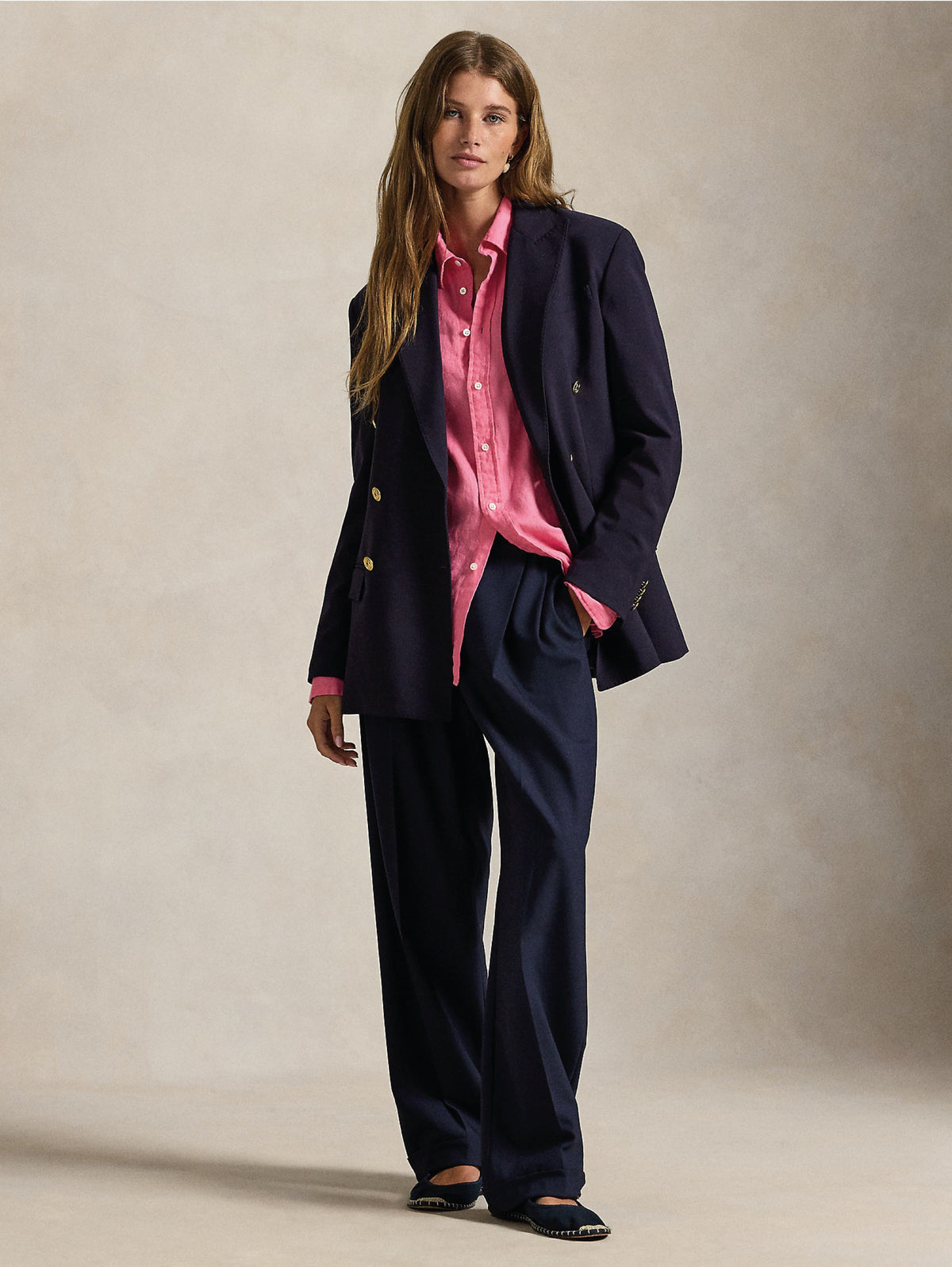 2026 New Arrival Camicia Classic Fit in Lino Rosa