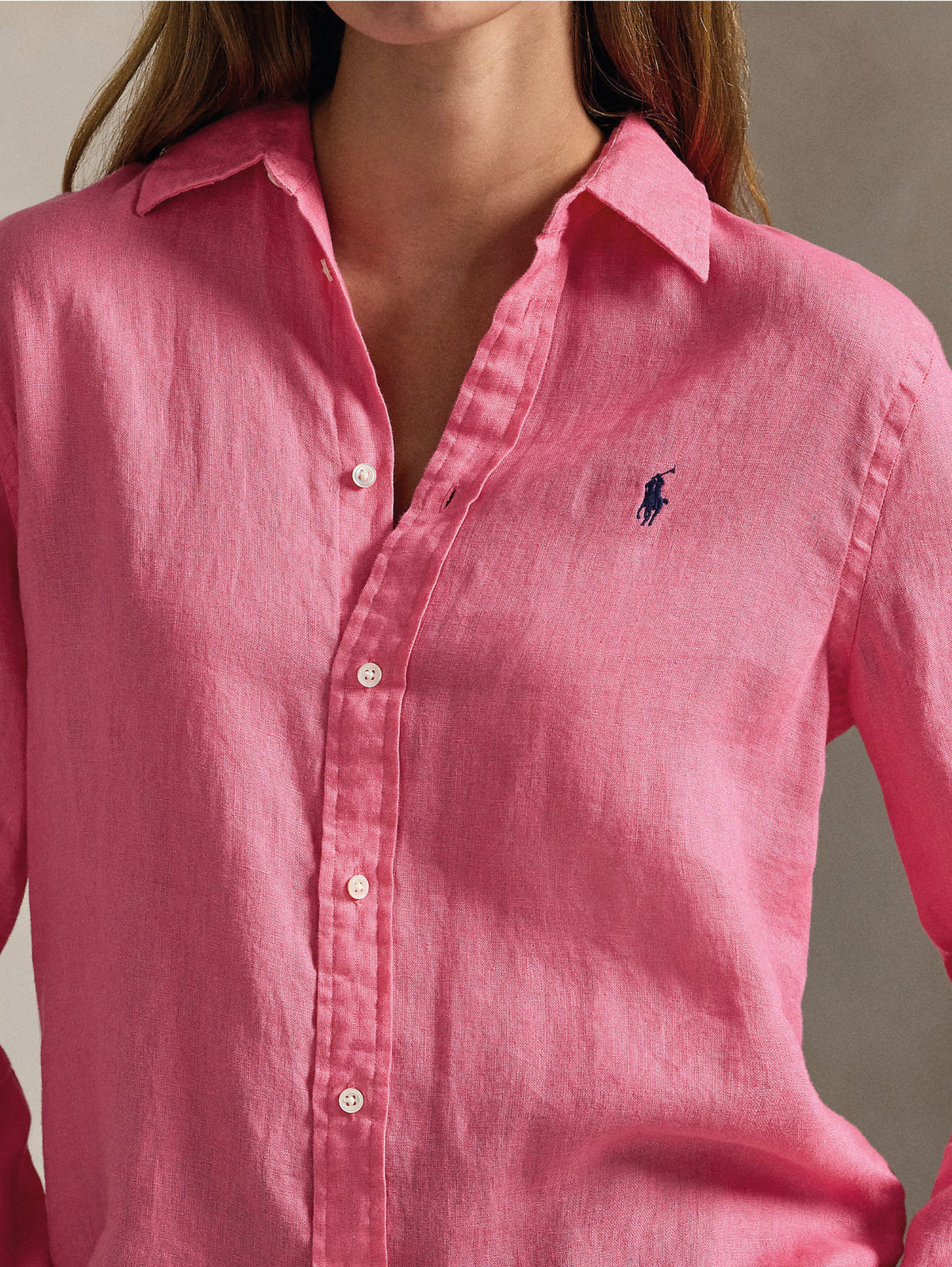 2026 New Arrival Camicia Classic Fit in Lino Rosa