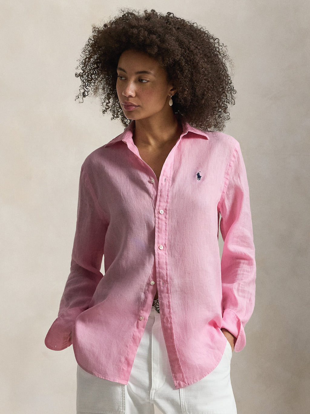 2026 New Arrival Camicia Classic Fit in Lino Rosa