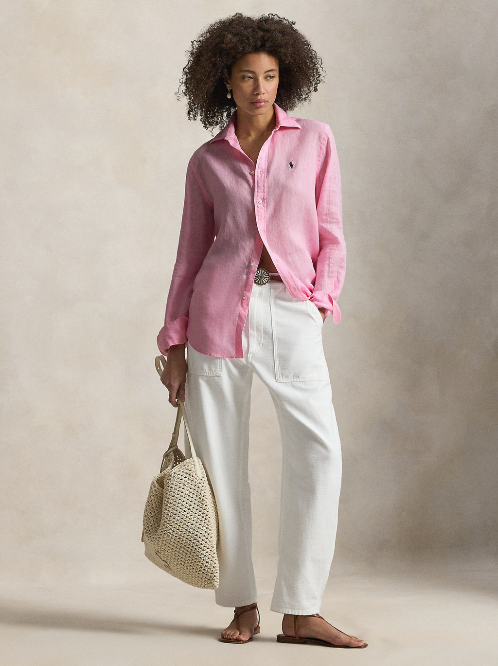 2026 New Arrival Camicia Classic Fit in Lino Rosa
