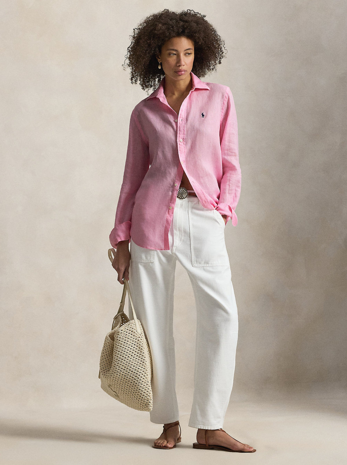 2026 New Arrival Camicia Classic Fit in Lino Rosa