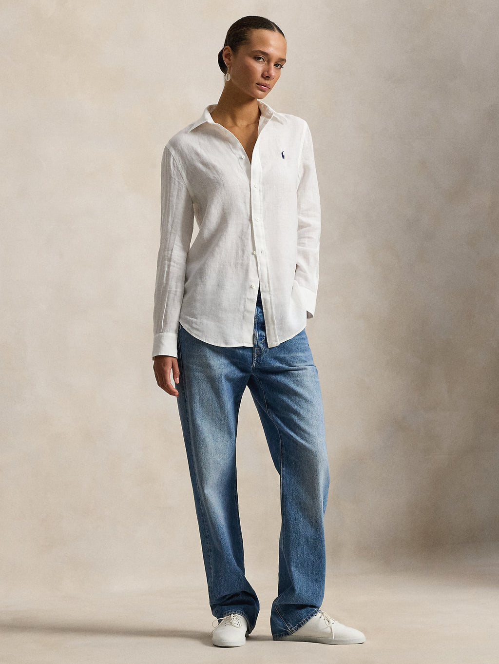 2026 New Arrival Camicia Classic Fit in Lino Bianco