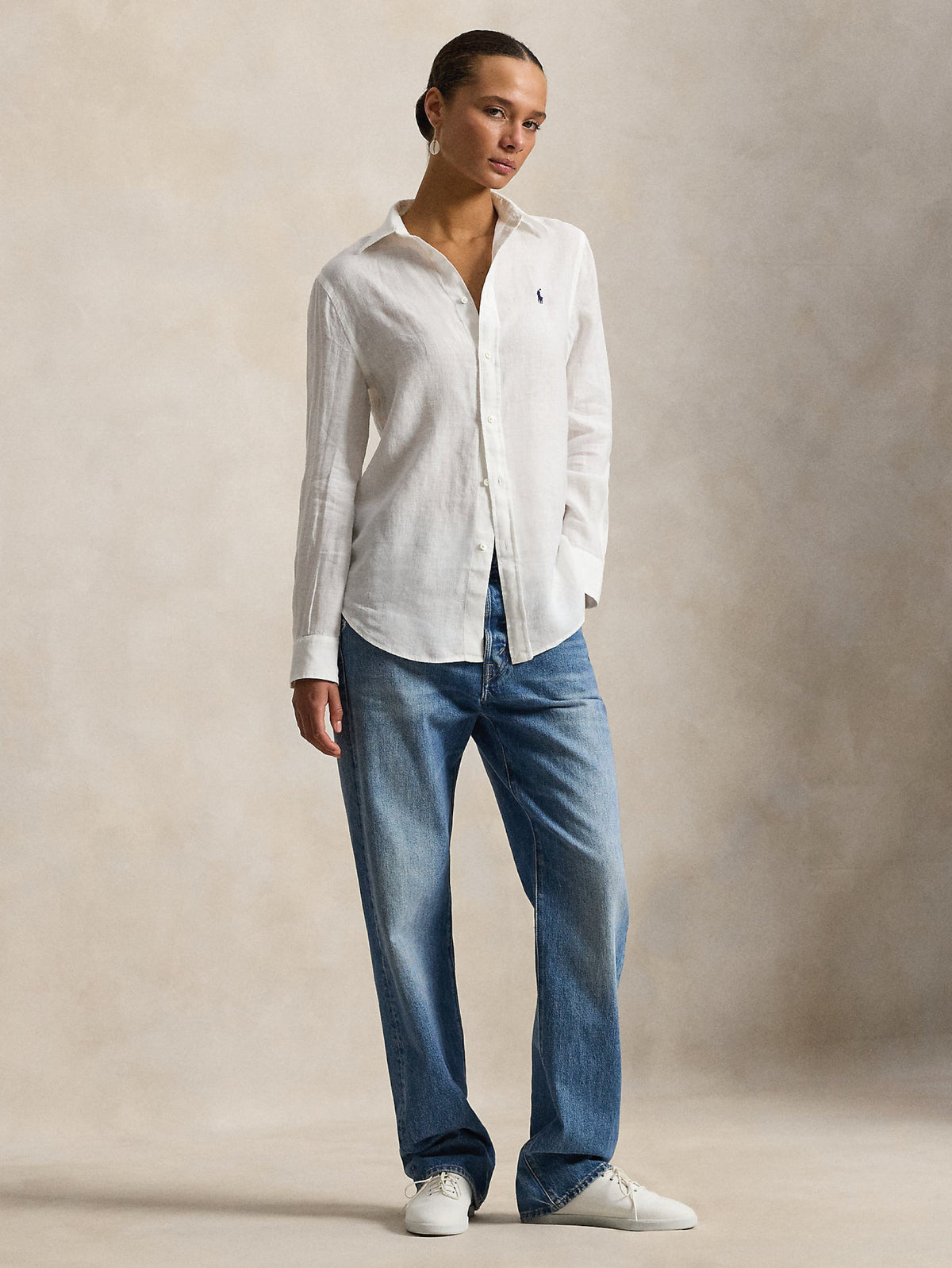 2026 New Arrival Camicia Classic Fit in Lino Bianco