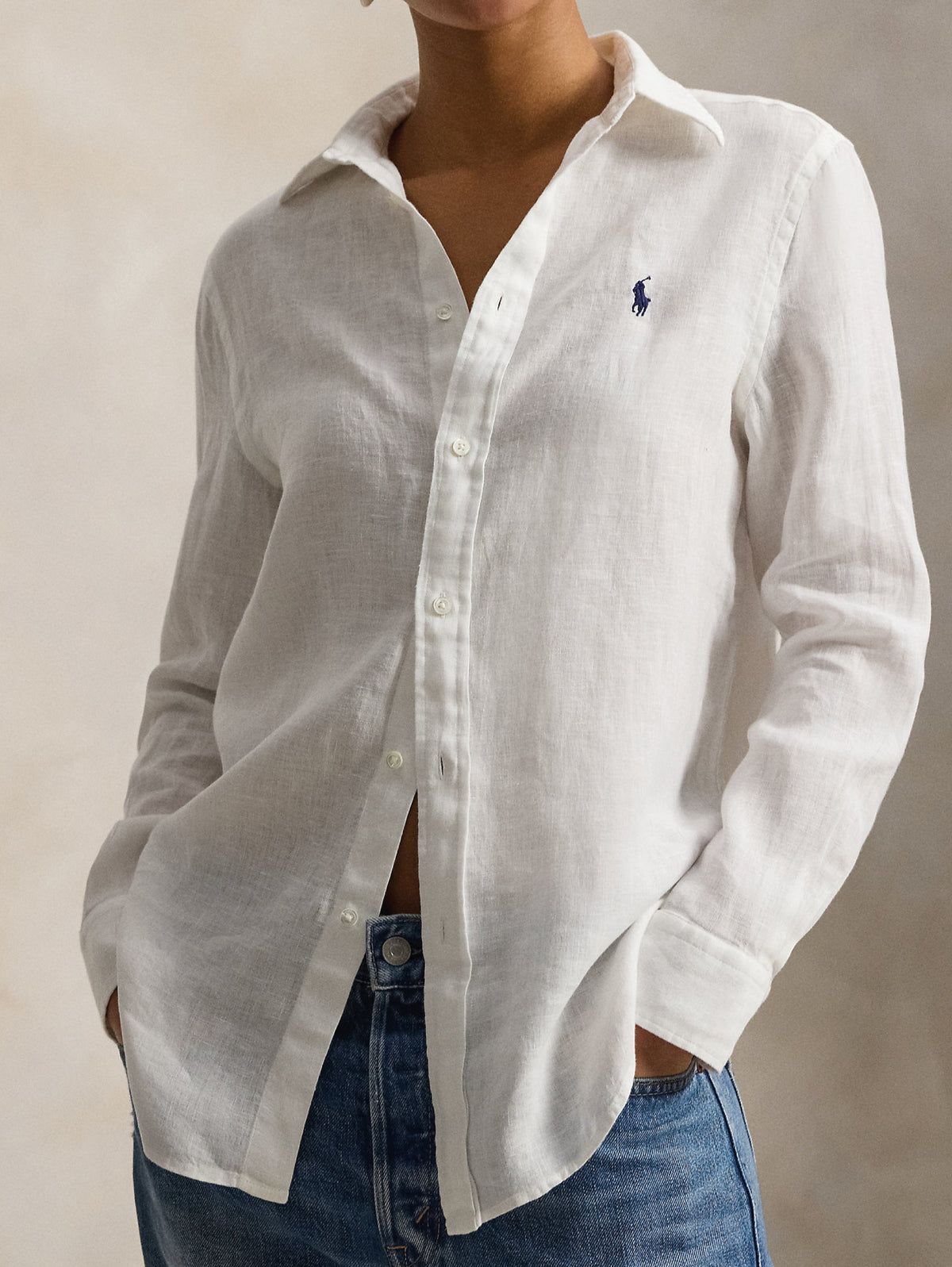 2026 New Arrival Camicia Classic Fit in Lino Bianco