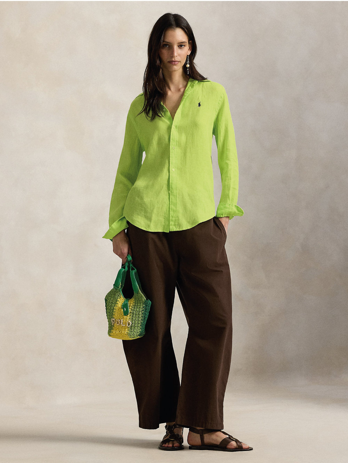2026 New Arrival Camicia Classic Fit in Lino Verde