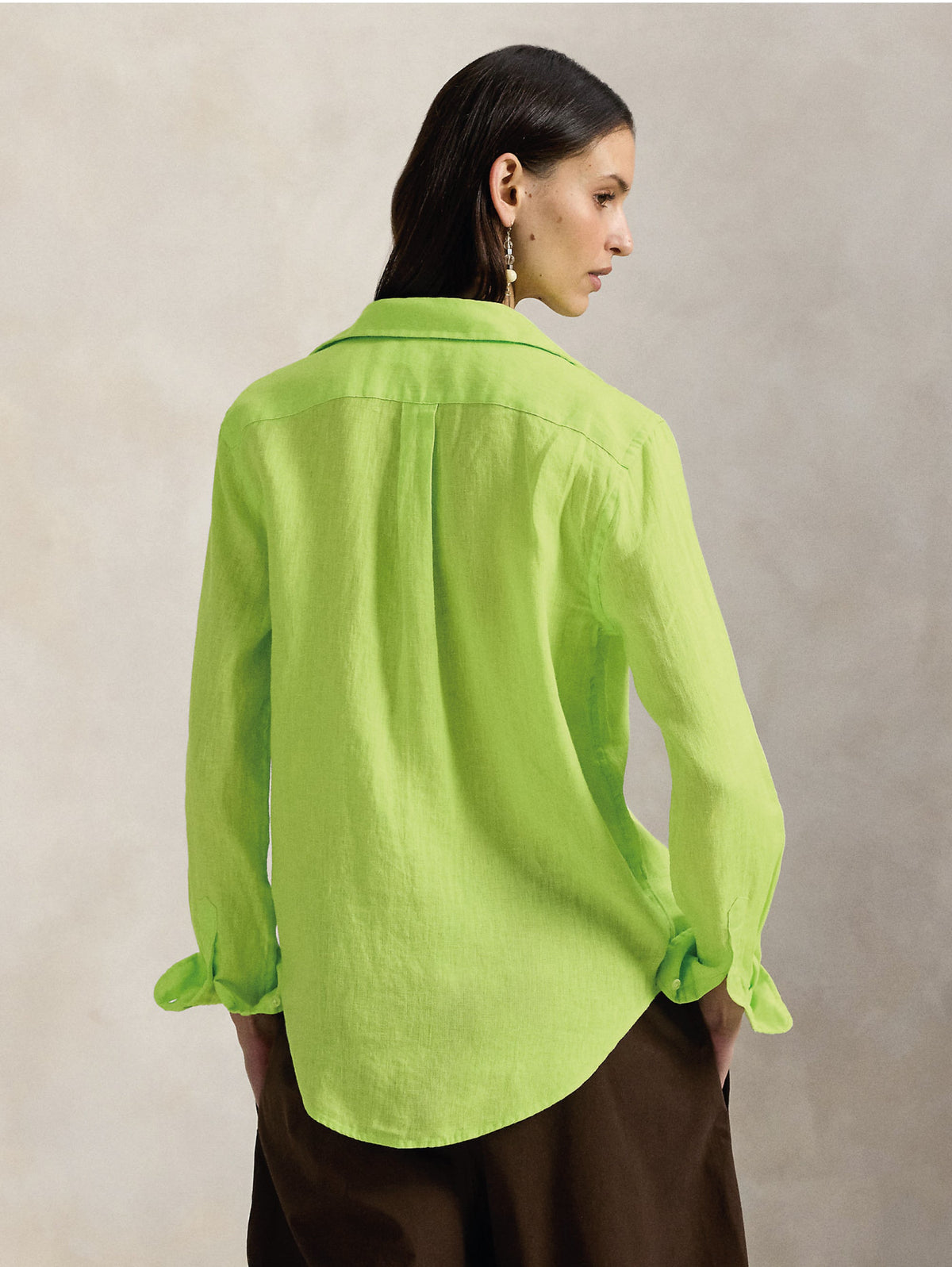 2026 New Arrival Camicia Classic Fit in Lino Verde