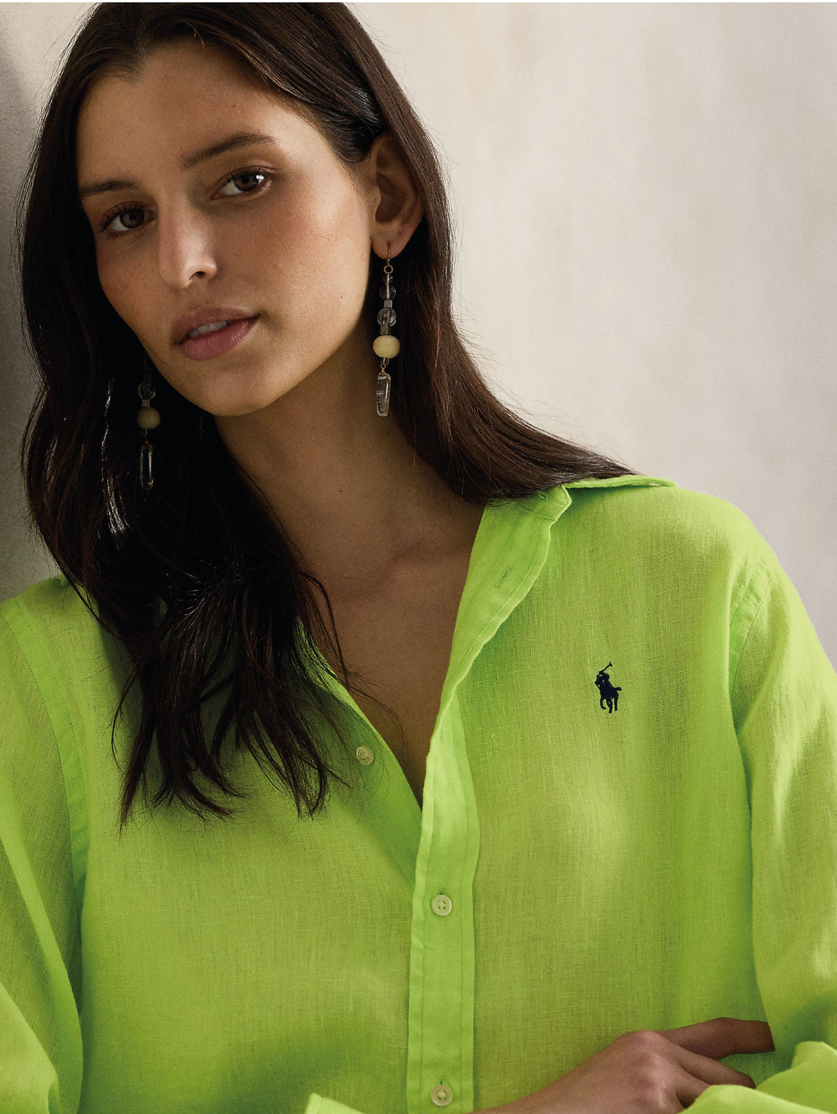 2026 New Arrival Camicia Classic Fit in Lino Verde