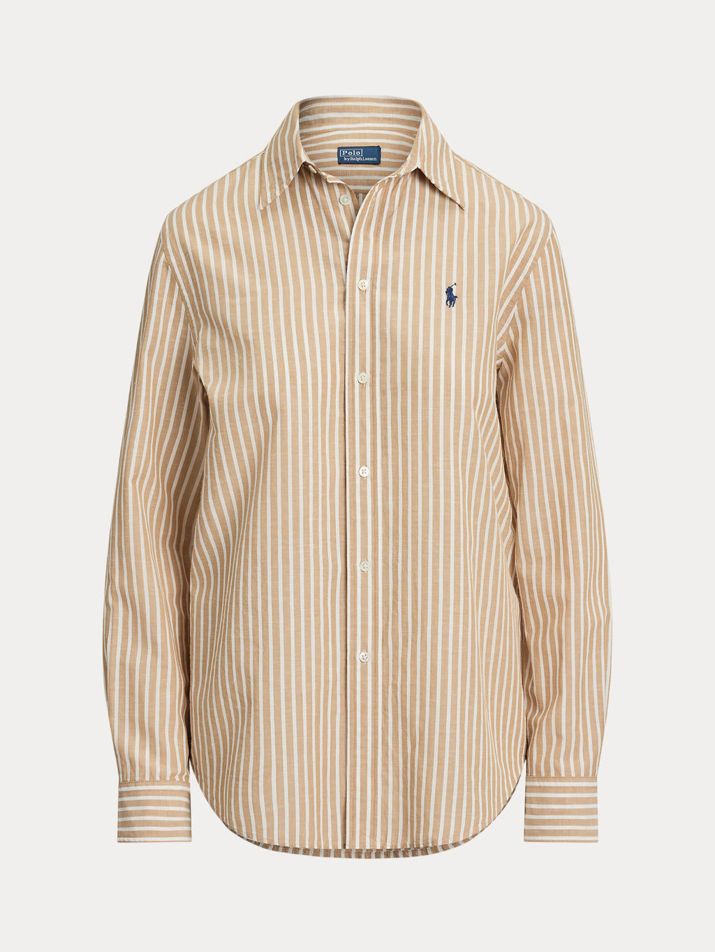 2026 New Arrival Camicia a Righe Classic Fit Cammello/Bianco