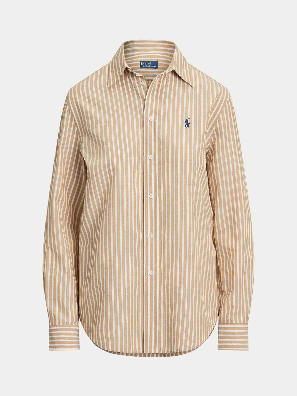 2026 New Arrival Camicia a Righe Classic Fit Cammello/Bianco