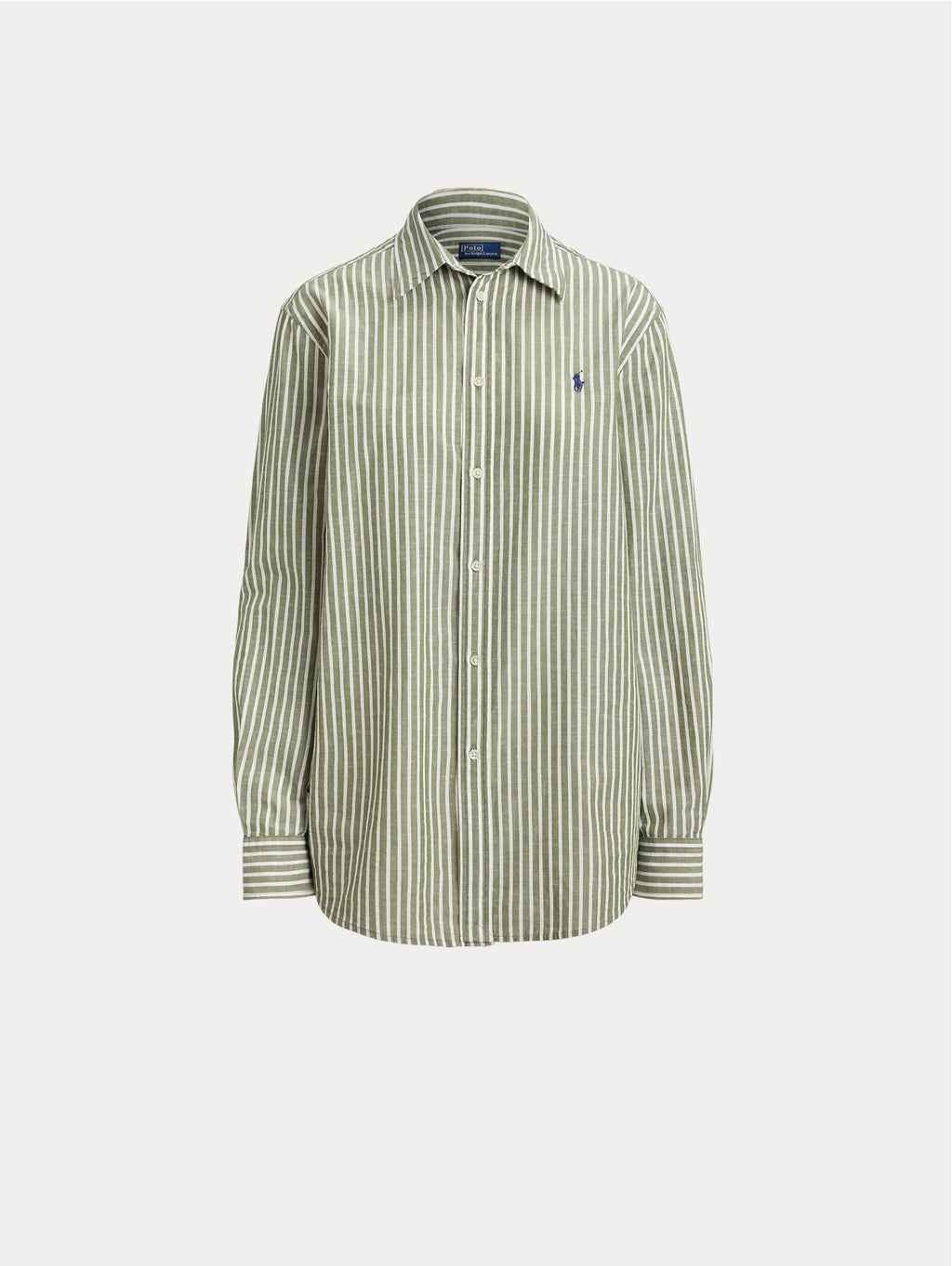 2026 New Arrival Camicia a Righe Classic Fit Verde/Bianco