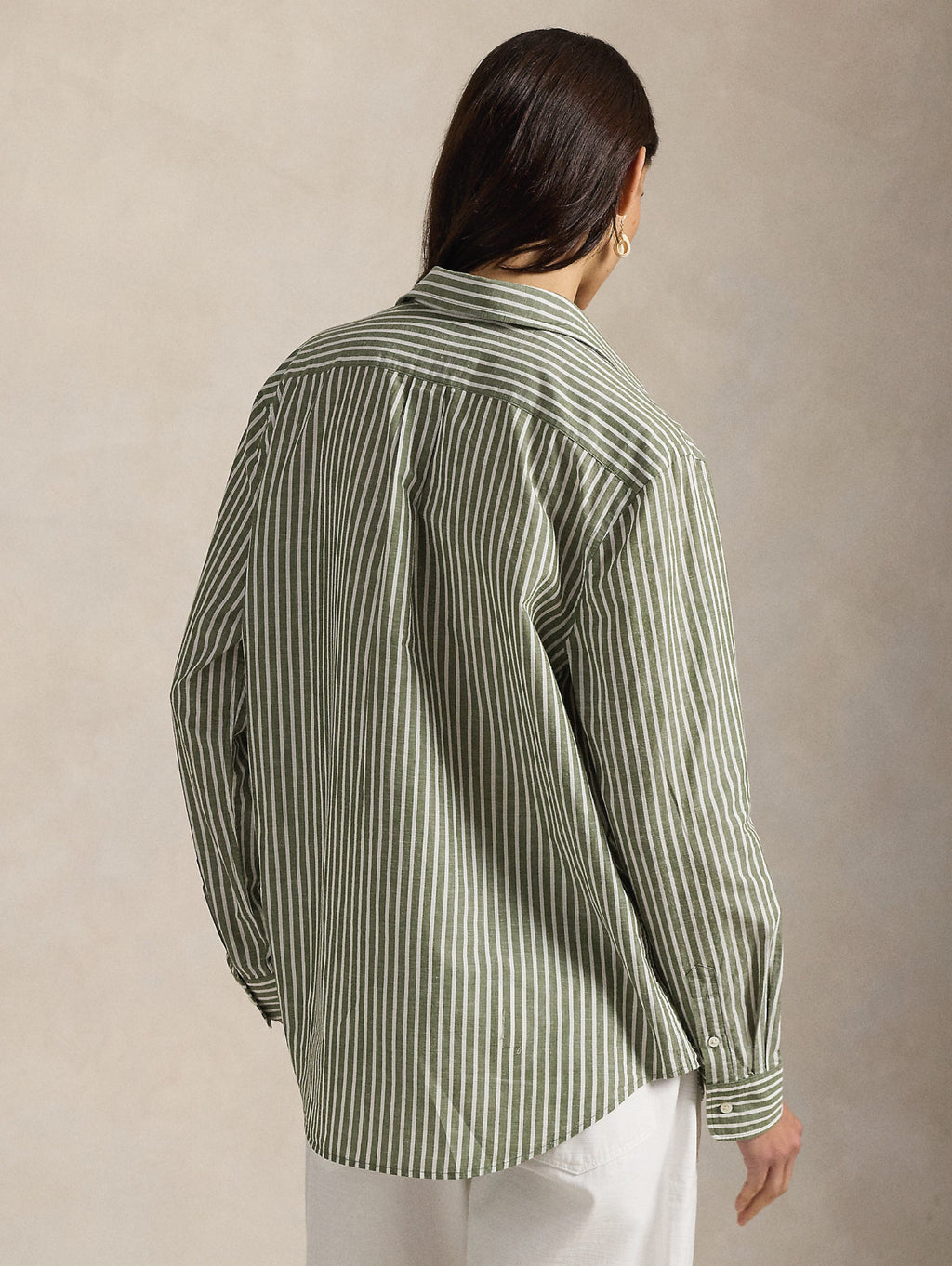 2026 New Arrival Camicia a Righe Classic Fit Verde/Bianco