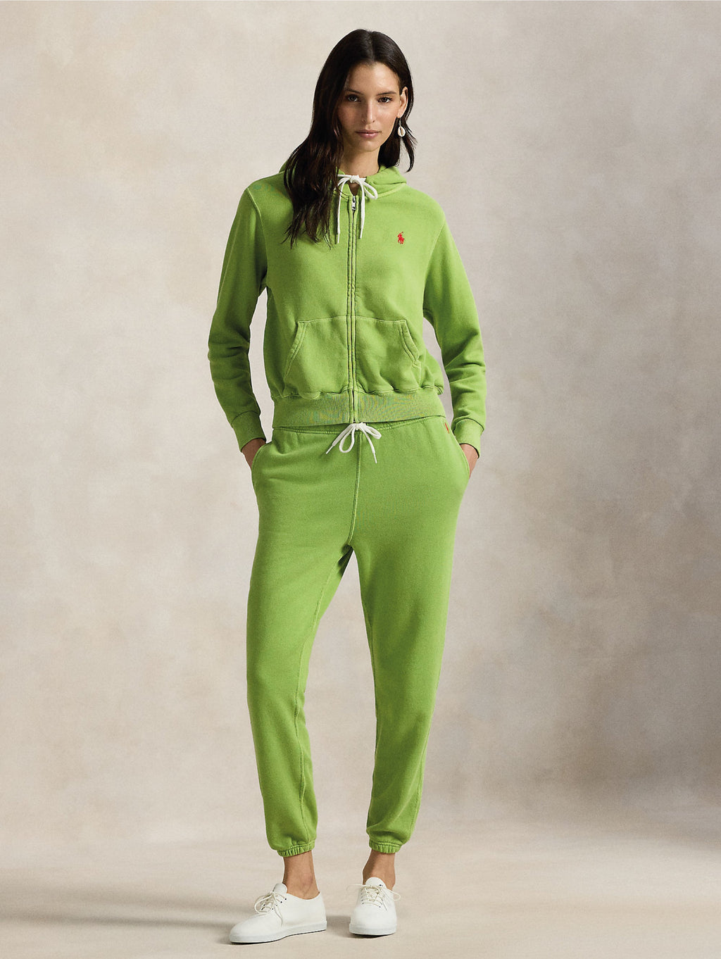 2026 New Arrival Felpa con Cappuccio Full Zip Verde