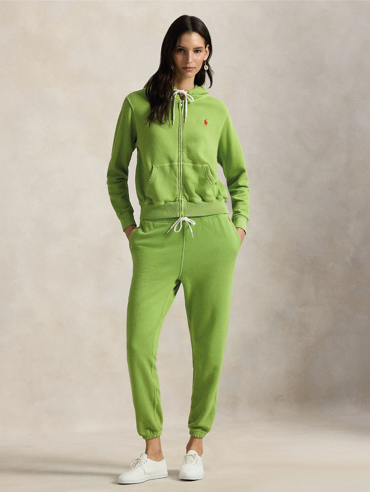2026 New Arrival Felpa con Cappuccio Full Zip Verde