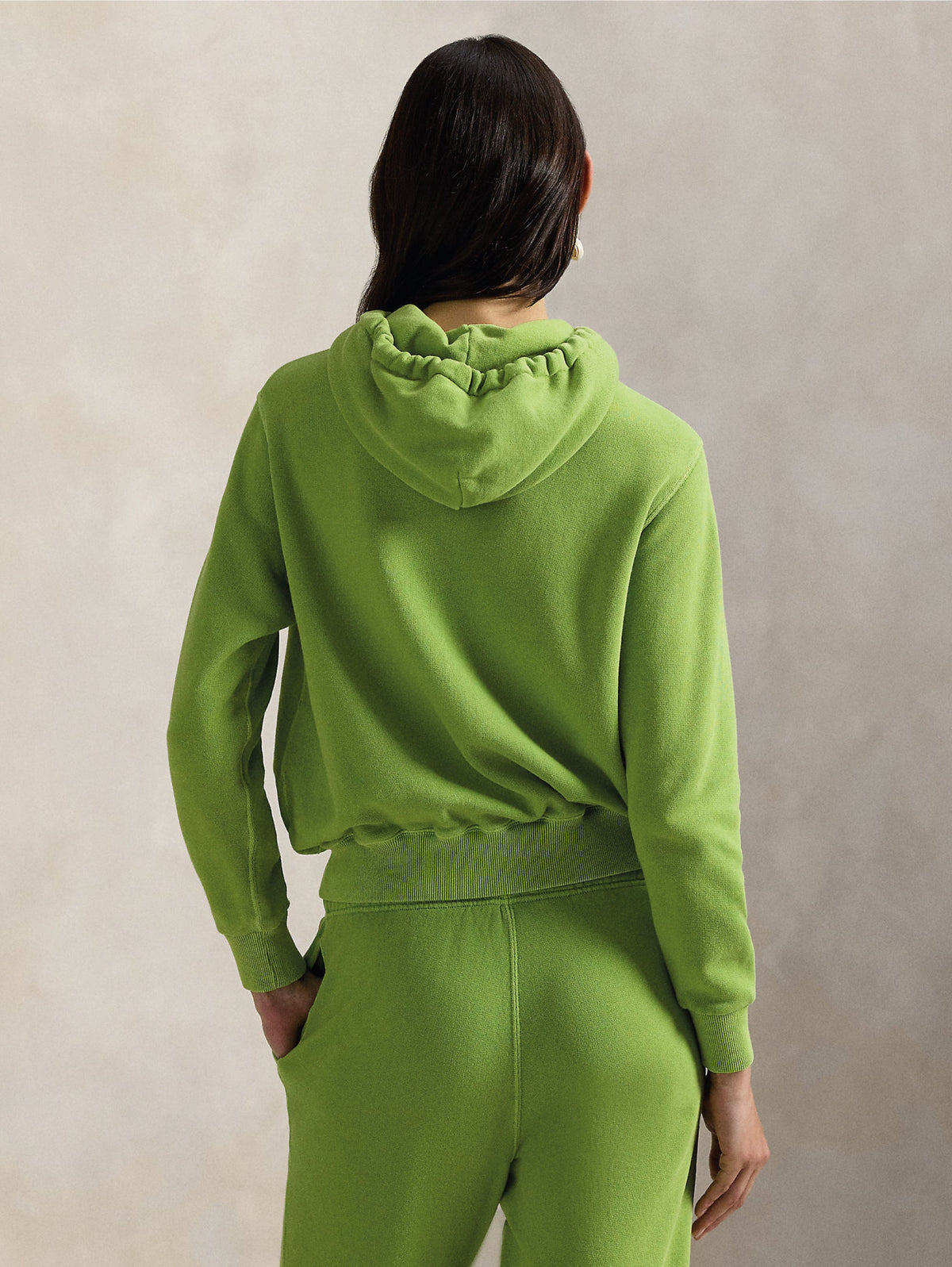2026 New Arrival Felpa con Cappuccio Full Zip Verde