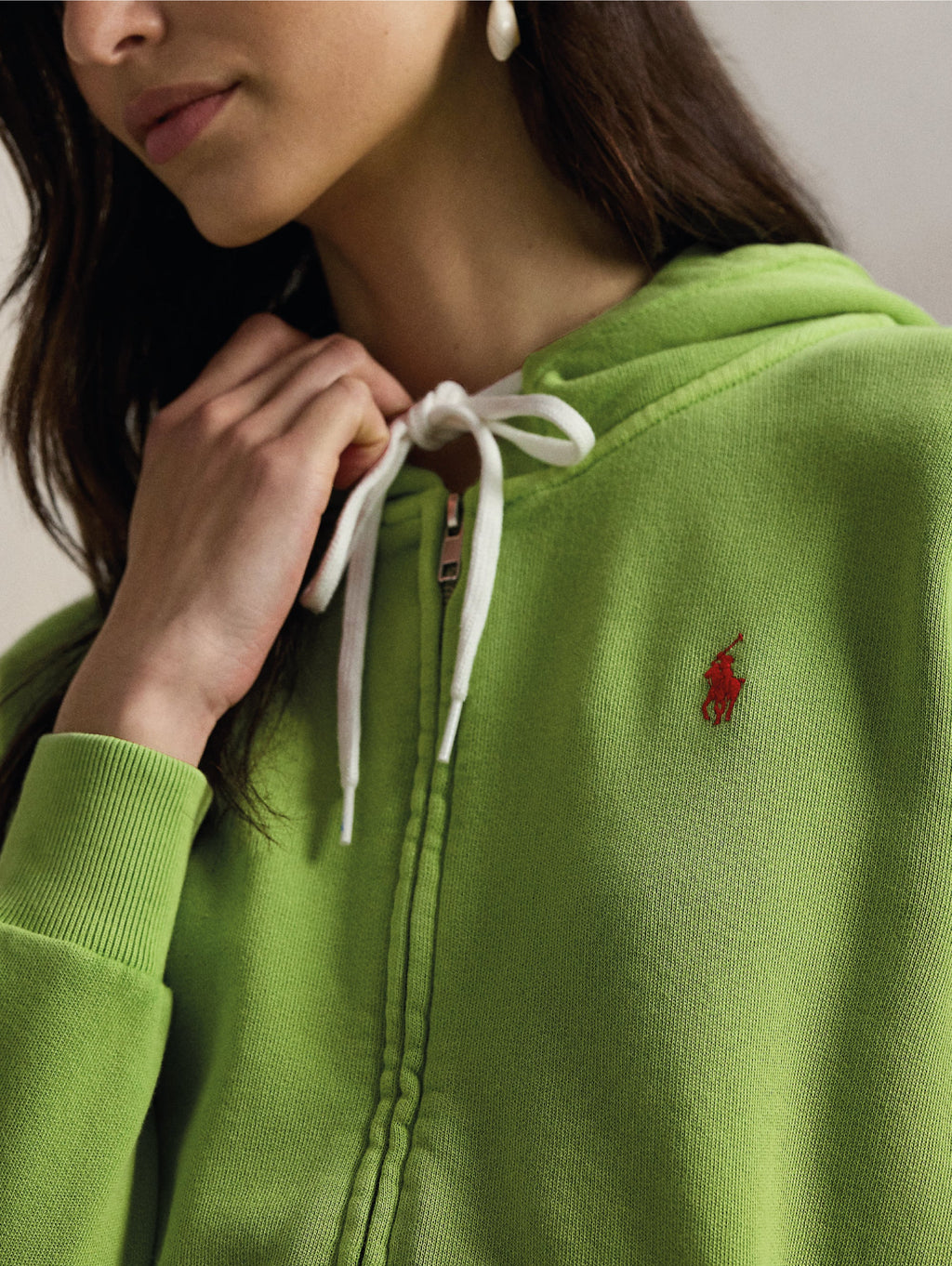 2026 New Arrival Felpa con Cappuccio Full Zip Verde