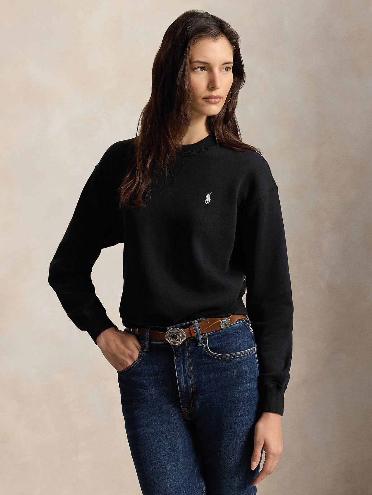2026 New Arrival Felpa Girocollo in Jersey Lavato Nera