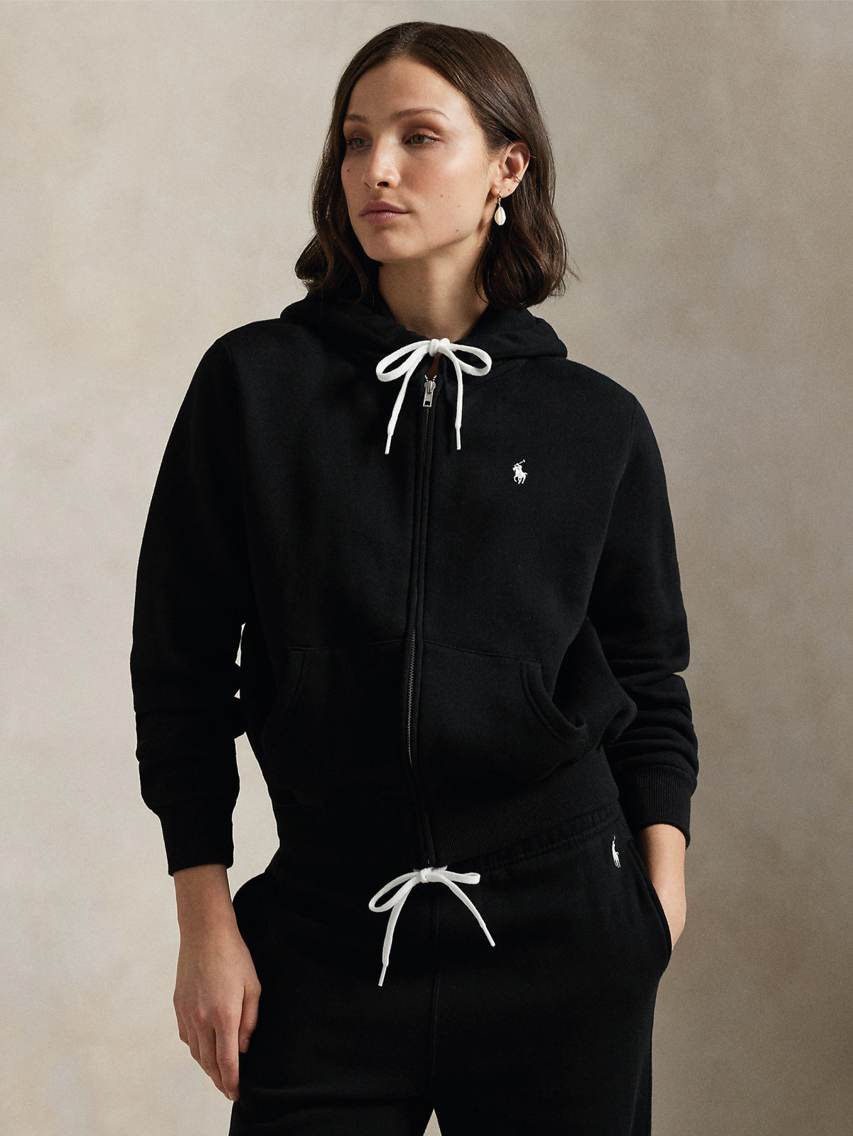 2026 New Arrival Felpa Full Zip con Cappuccio Nero