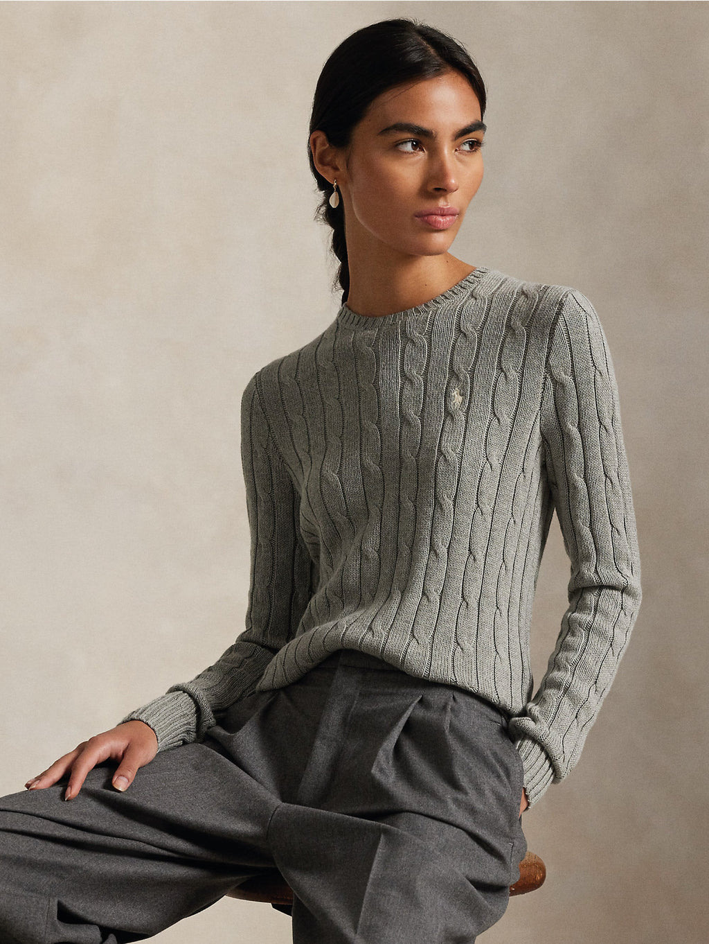 2026 New Arrival Maglia a Trecce in Cotone Grigio