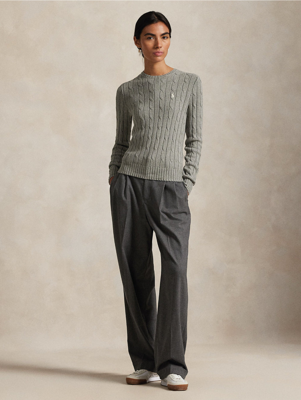 2026 New Arrival Maglia a Trecce in Cotone Grigio
