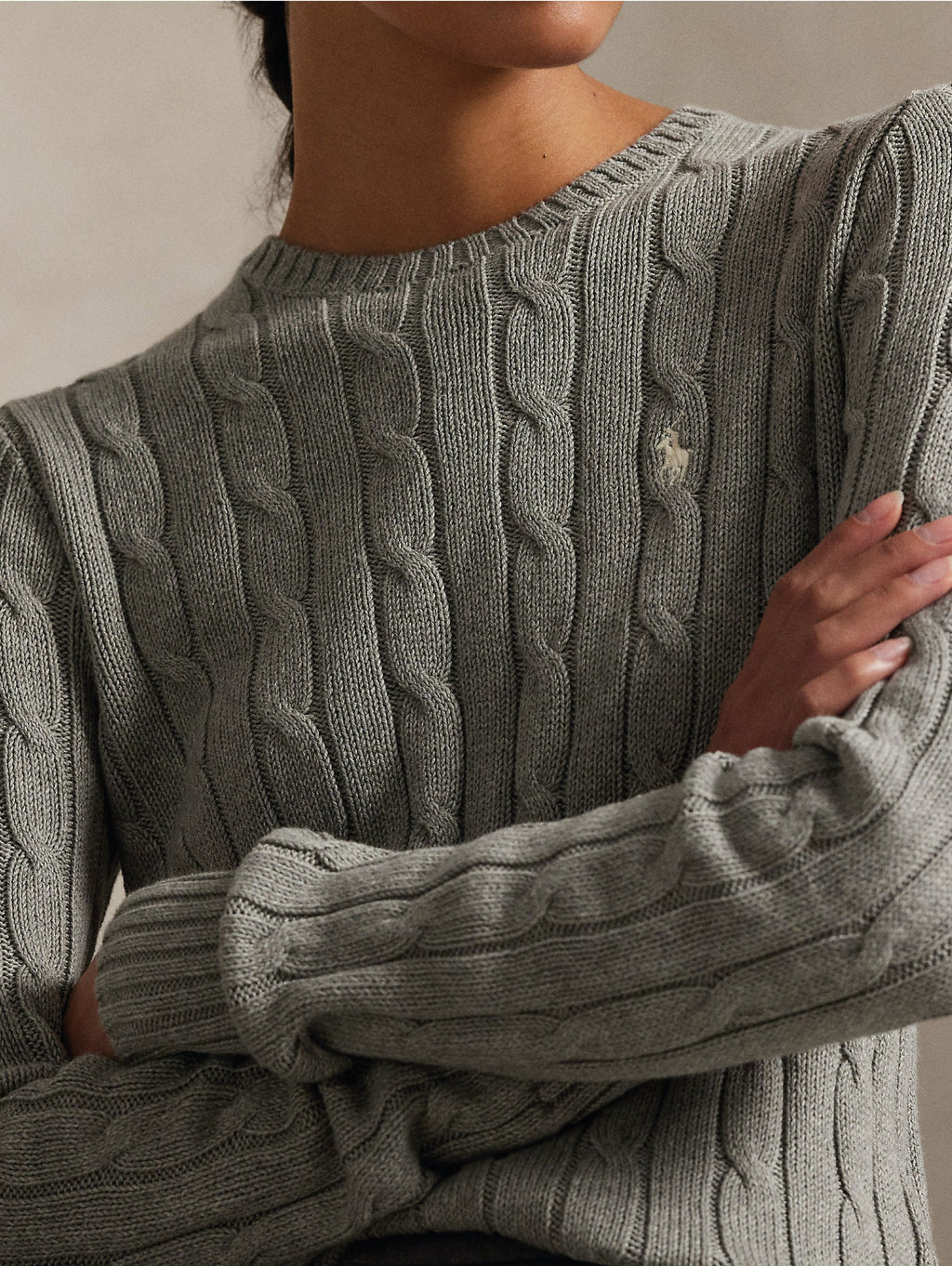 2026 New Arrival Maglia a Trecce in Cotone Grigio