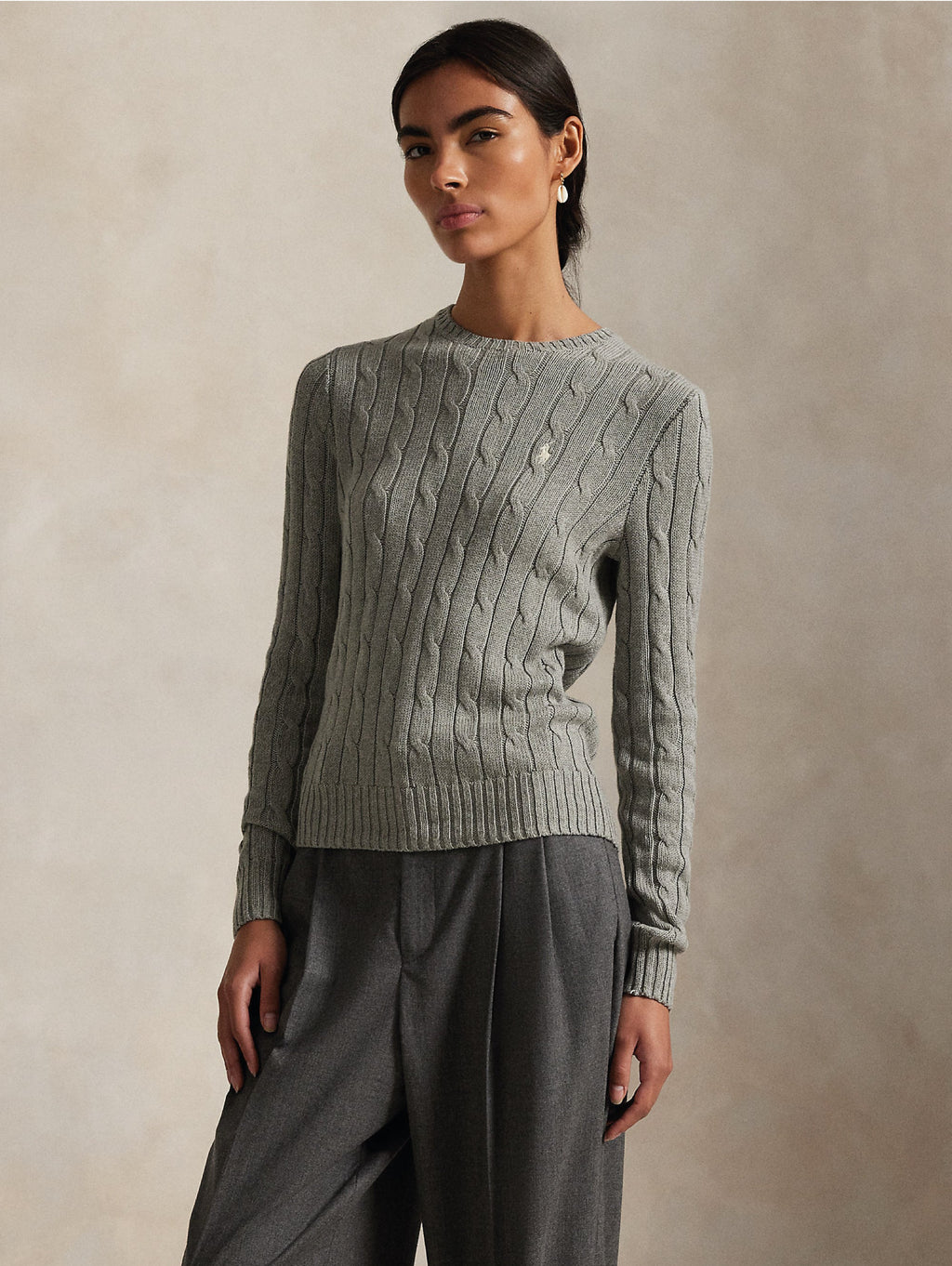 2026 New Arrival Maglia a Trecce in Cotone Grigio