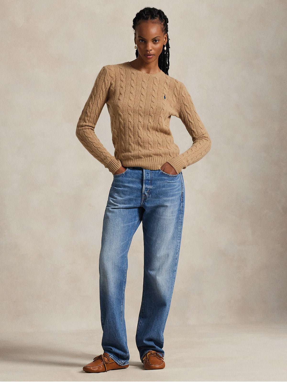2026 New Arrival Maglia a Trecce in Misto Cashmere Cammello