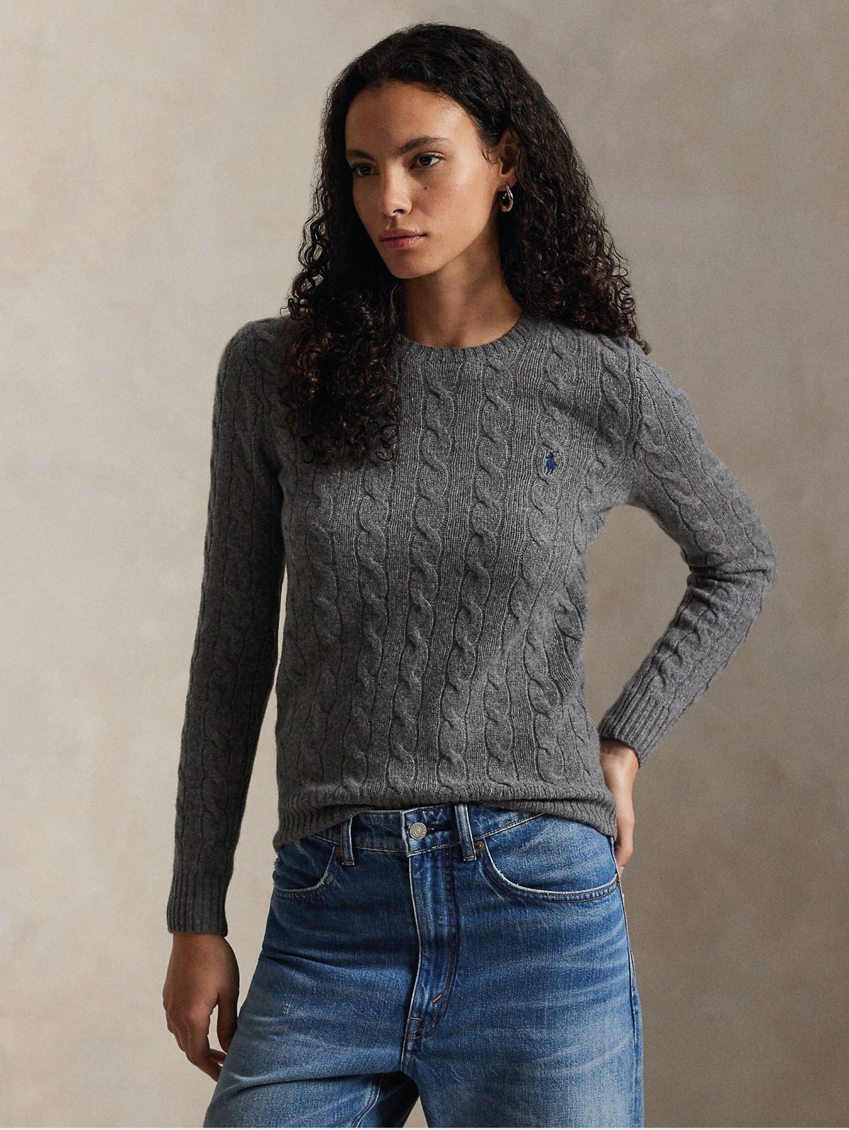 2026 New Arrival Maglia a Trecce in Misto Cashmere Grigio