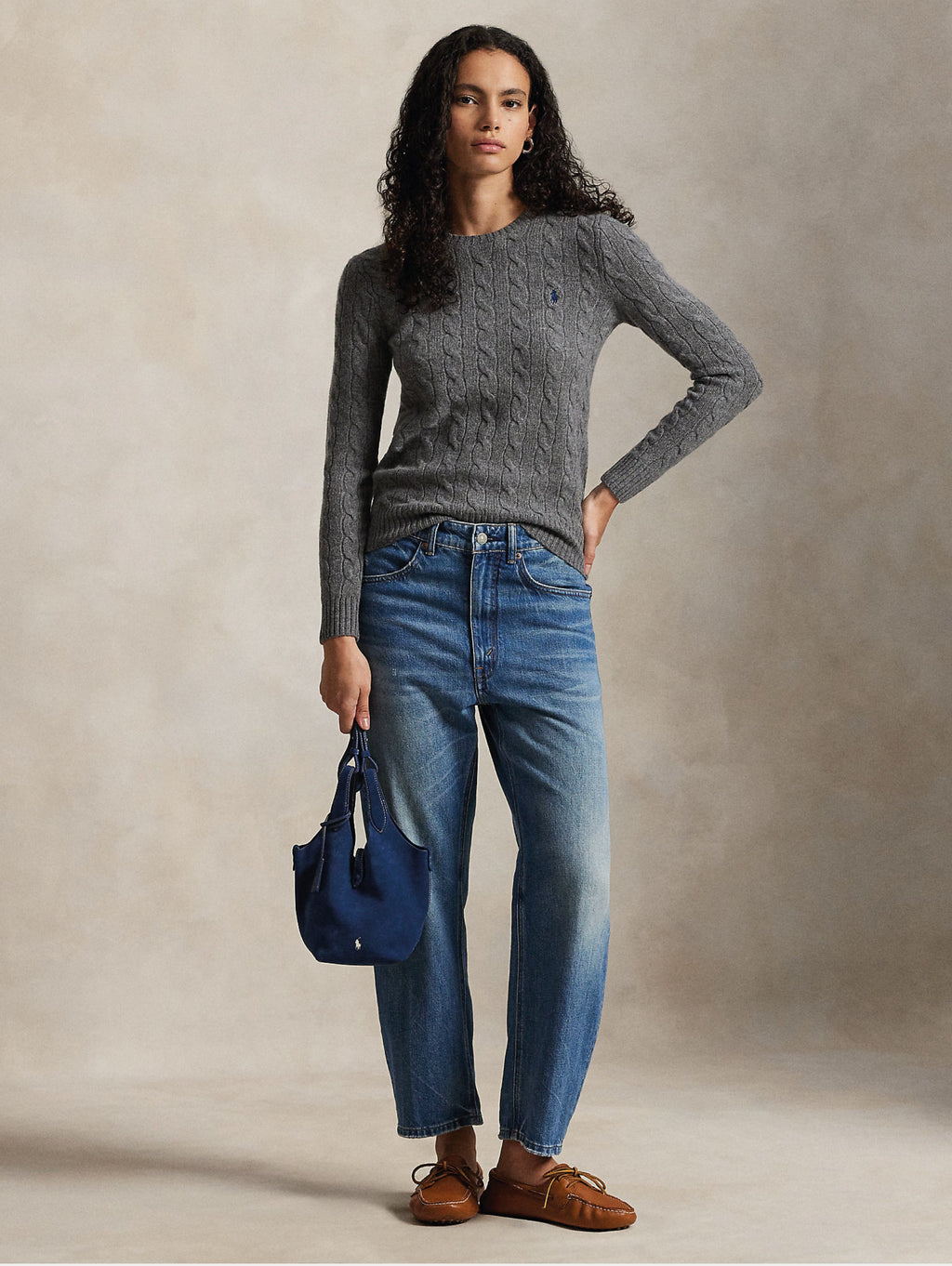 2026 New Arrival Maglia a Trecce in Misto Cashmere Grigio