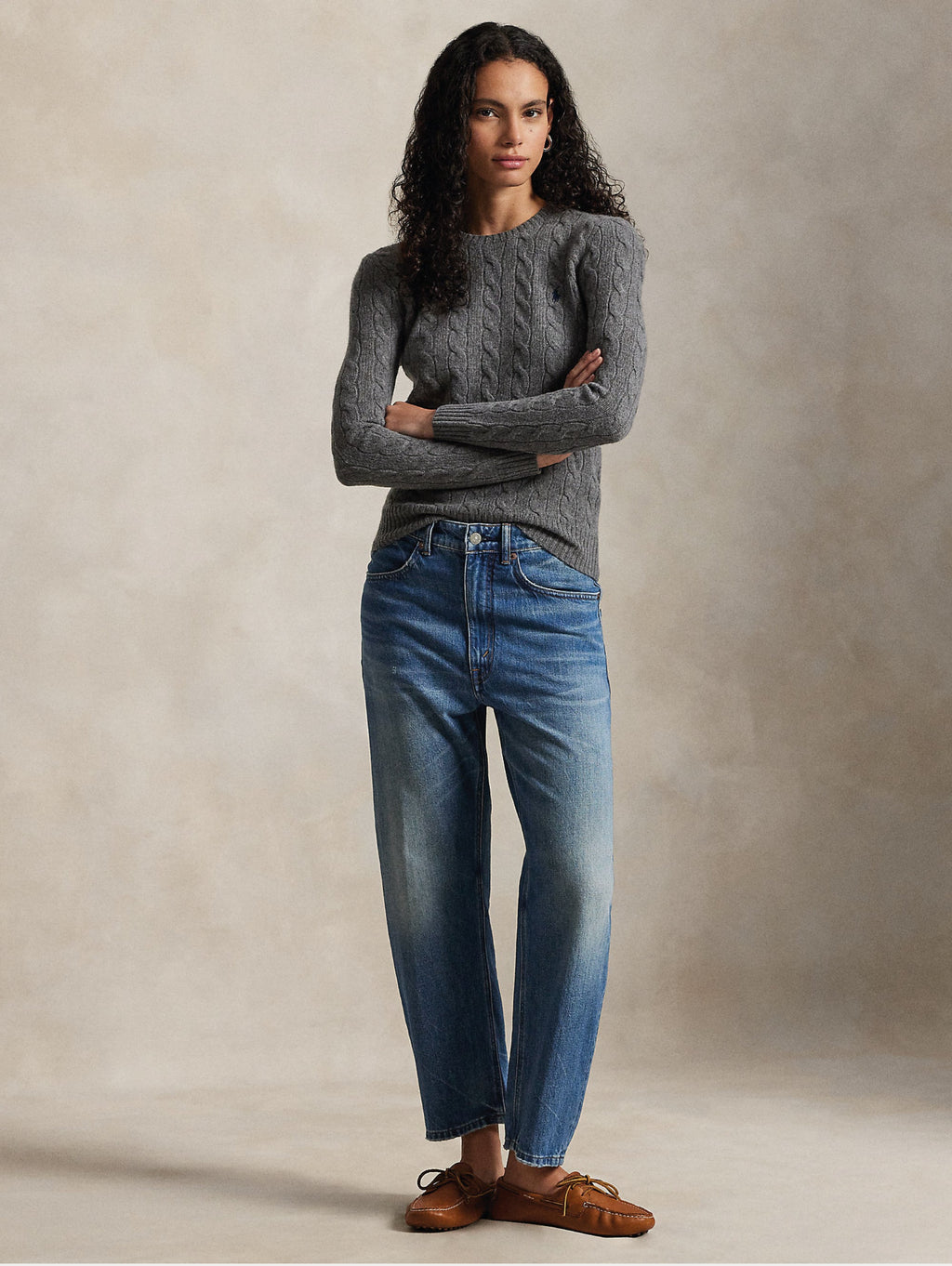 2026 New Arrival Maglia a Trecce in Misto Cashmere Grigio