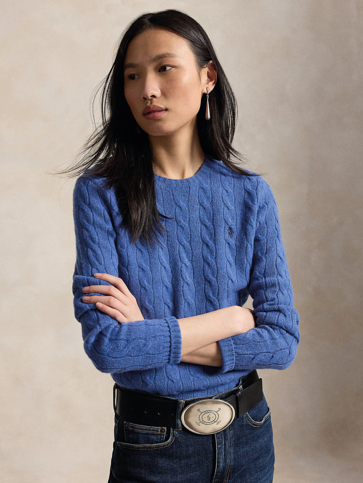 2026 New Arrival Maglia a Trecce in Misto Cashmere Cobalto