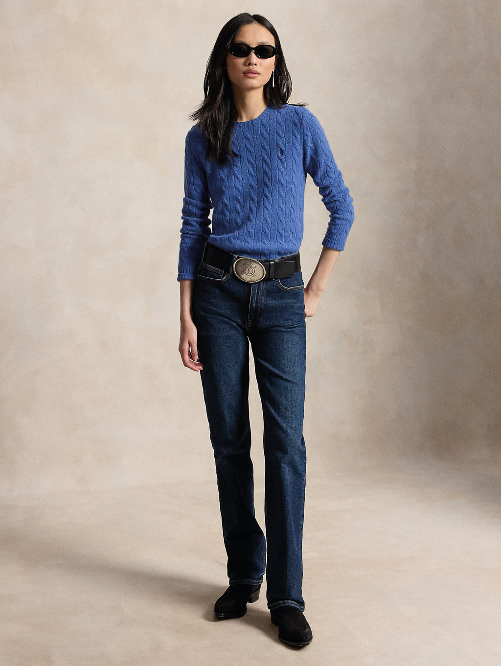 2026 New Arrival Maglia a Trecce in Misto Cashmere Cobalto